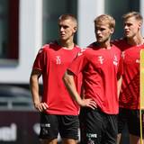 Florian Dietz, Sebastian Andersson, Steffen Tigges und Tim Lemperle beim FC-Training.
