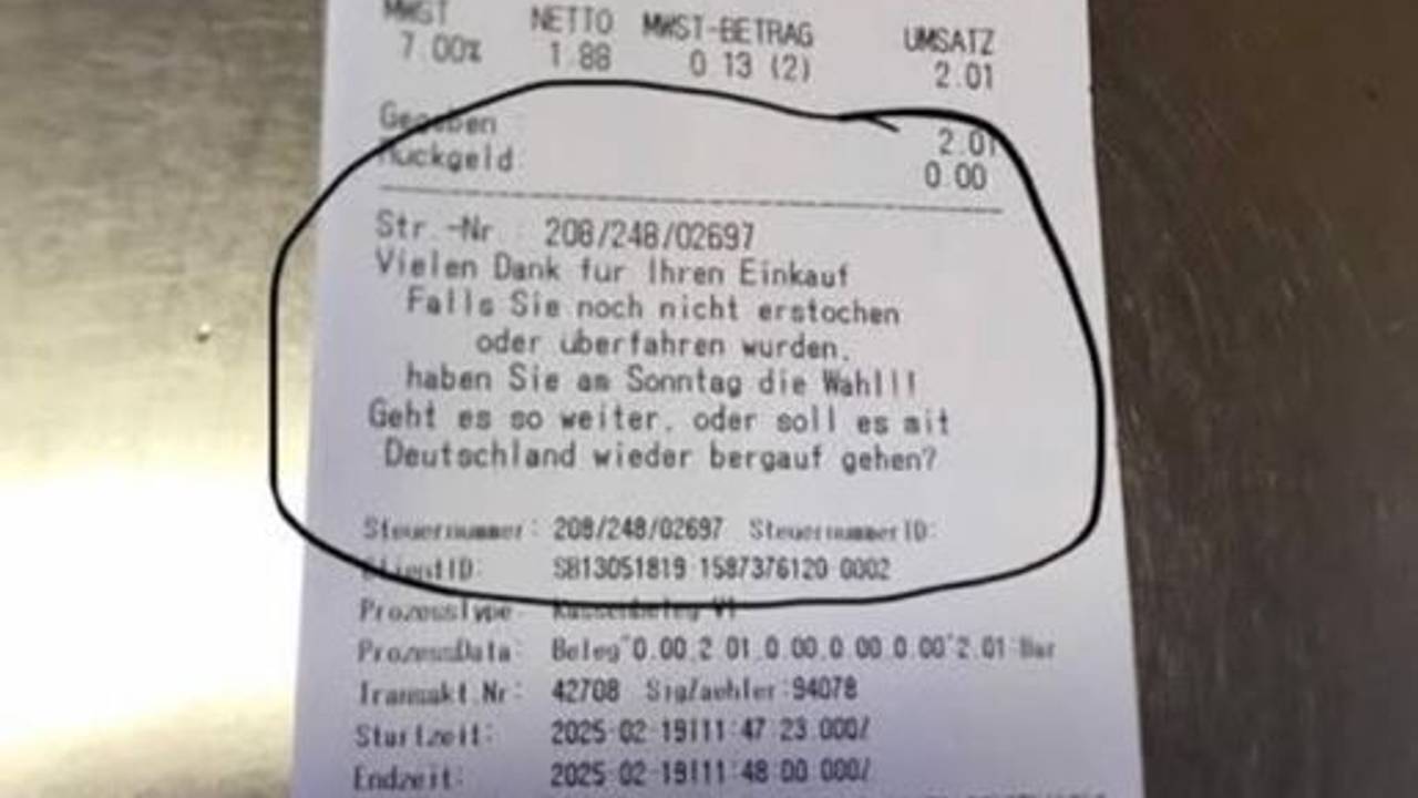 Ein Kassenzettel eines Bäckers aus Sachsen mit Wahl-Empfehlung sorgt kurz vor der Bundestagswahl 2025 für Aufregung.
