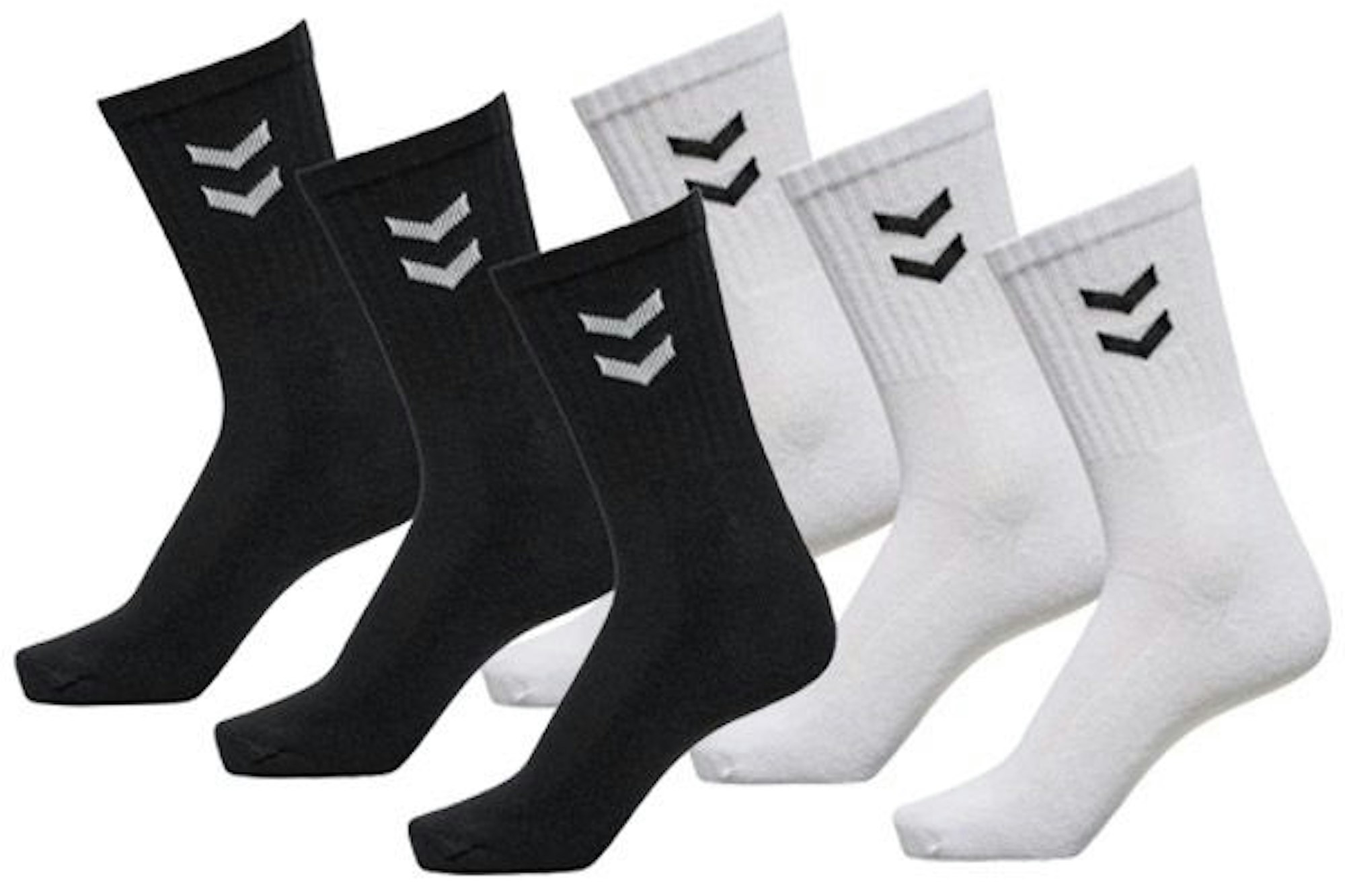Je drei Hummel Socken in Schwarz und in Weiß.