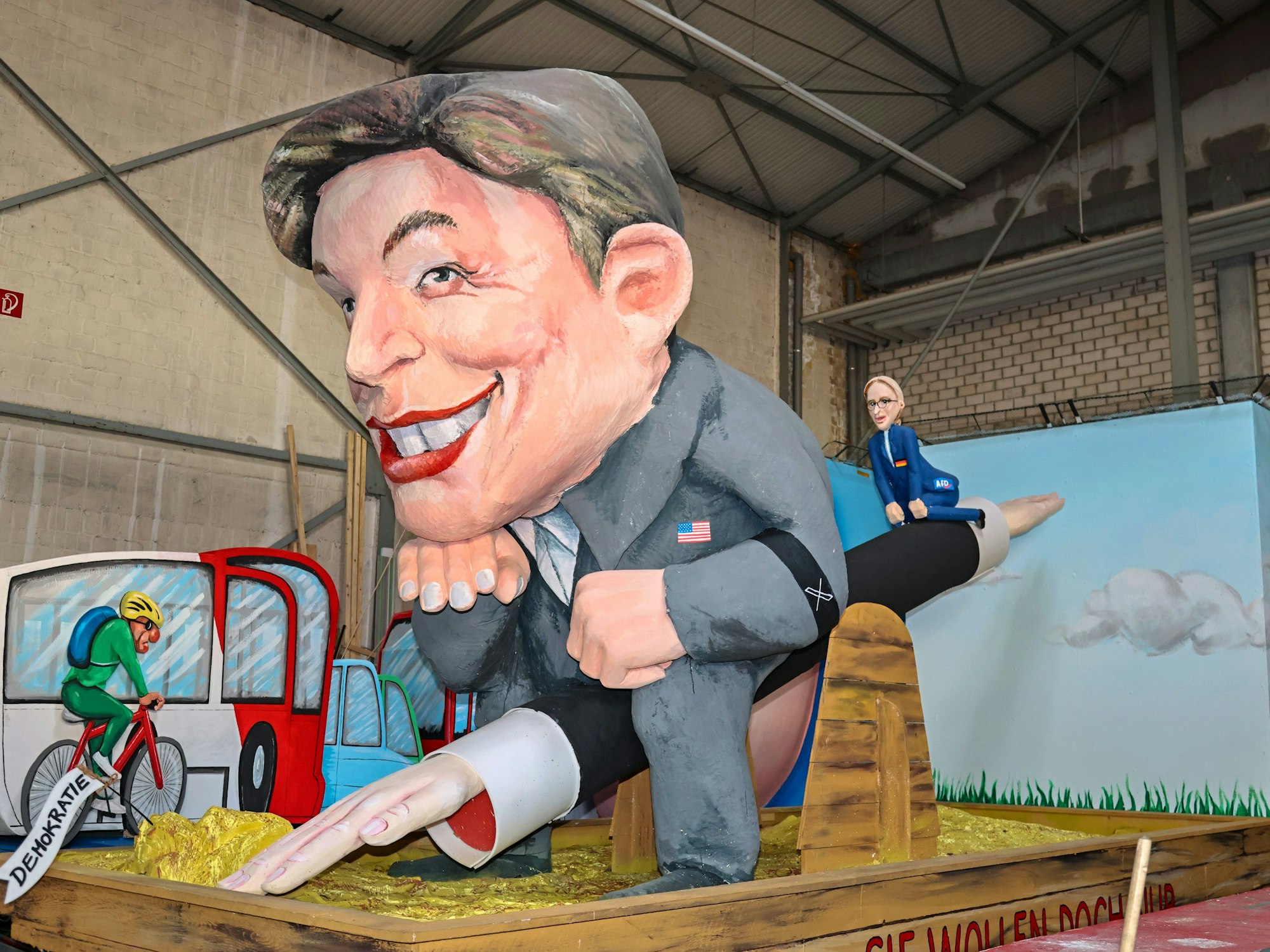 Wagen für Rosenmontag mit Elon Musk.