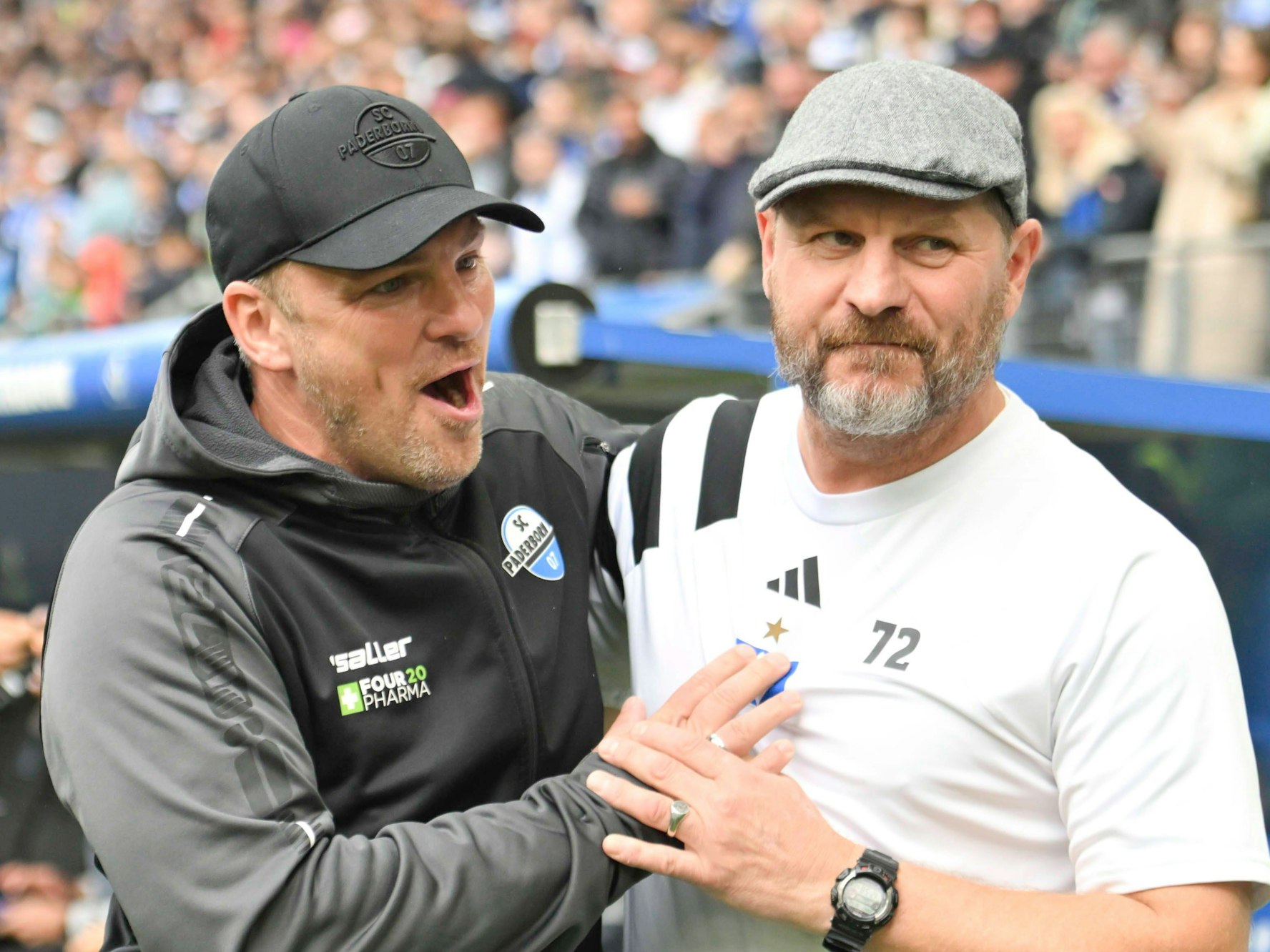 Steffen Baumgart (HSV) und Lukas Kwasniok (SC Paderborn) beim Aufeinandertreffen der beiden Vereine.