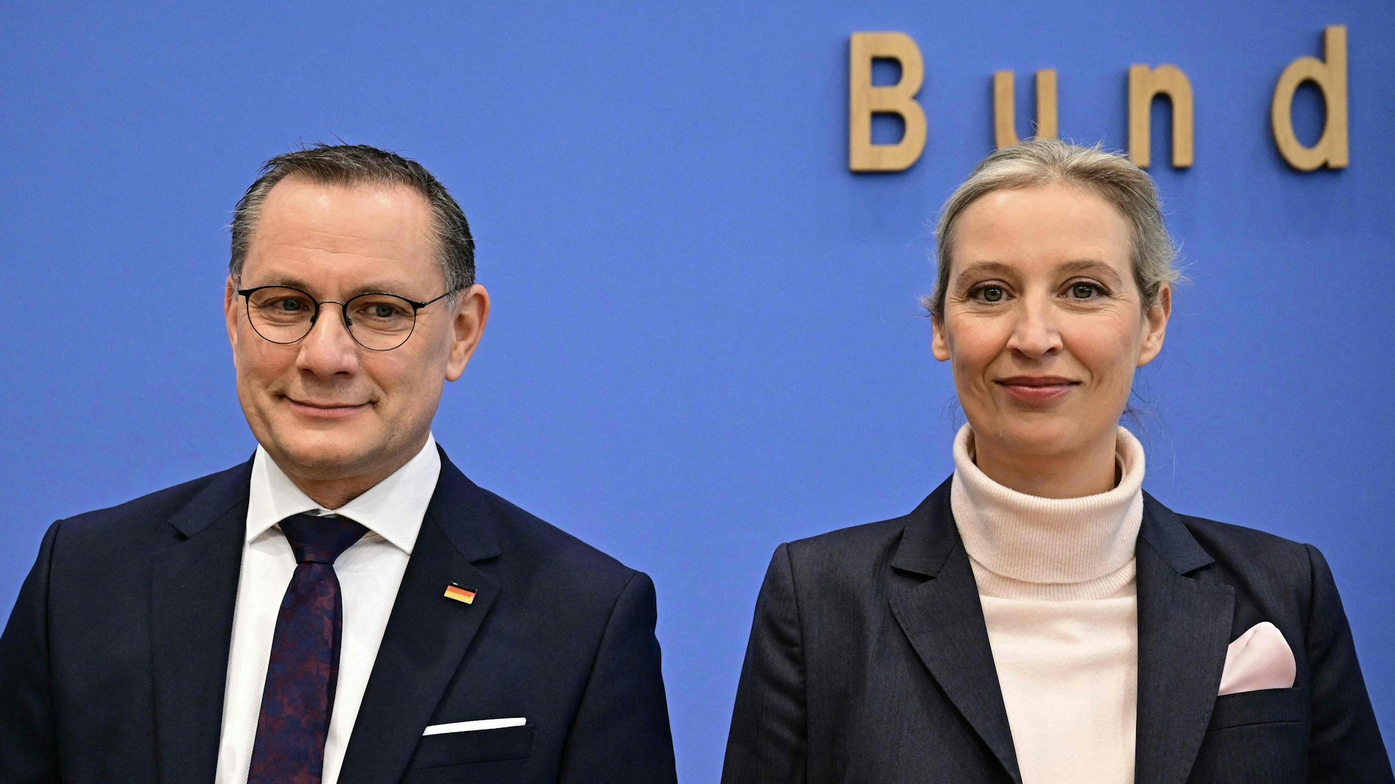 Tino Chrupalla und Alice Weidel (AfD) am Tag nach der Bundestagswahl 2025