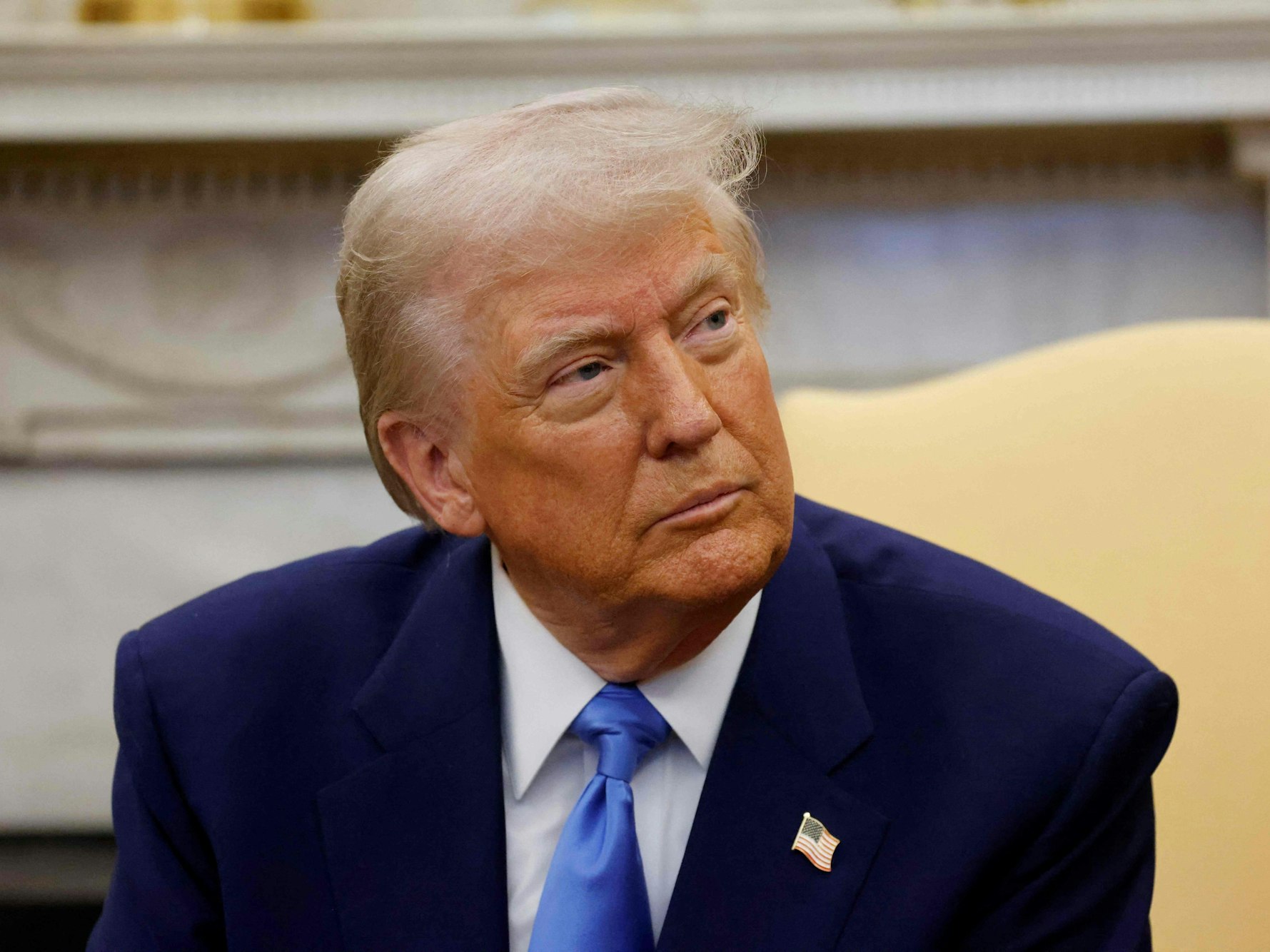 US President Donald Trump meets with French President Emmanuel Macron (out of frame) in the Oval Office of the White House in Washington, DC, on February 24, 2025. (Photo by Ludovic MARIN / POOL / AFP)