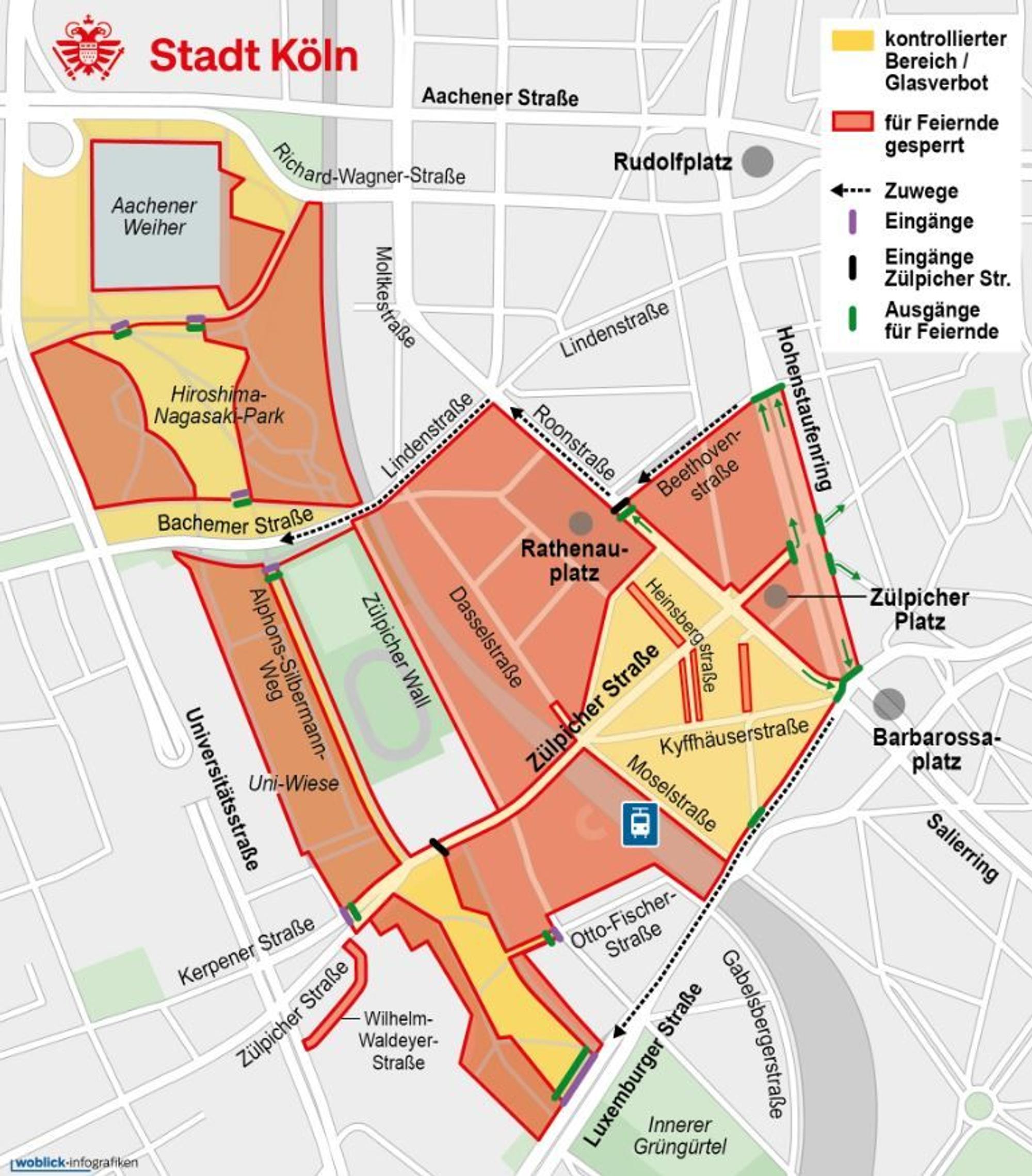 Das Sicherheitskonzept rund um die Zülpicher Straße.