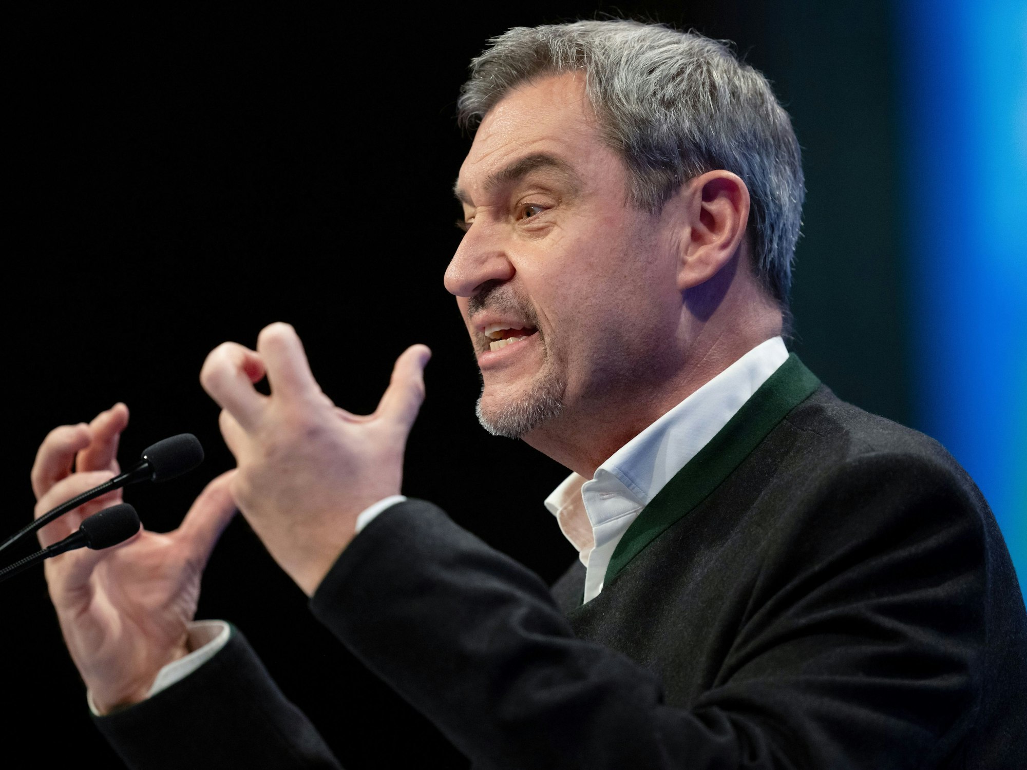 Markus Söder spricht am politischen Aschermittwoch in Passau.