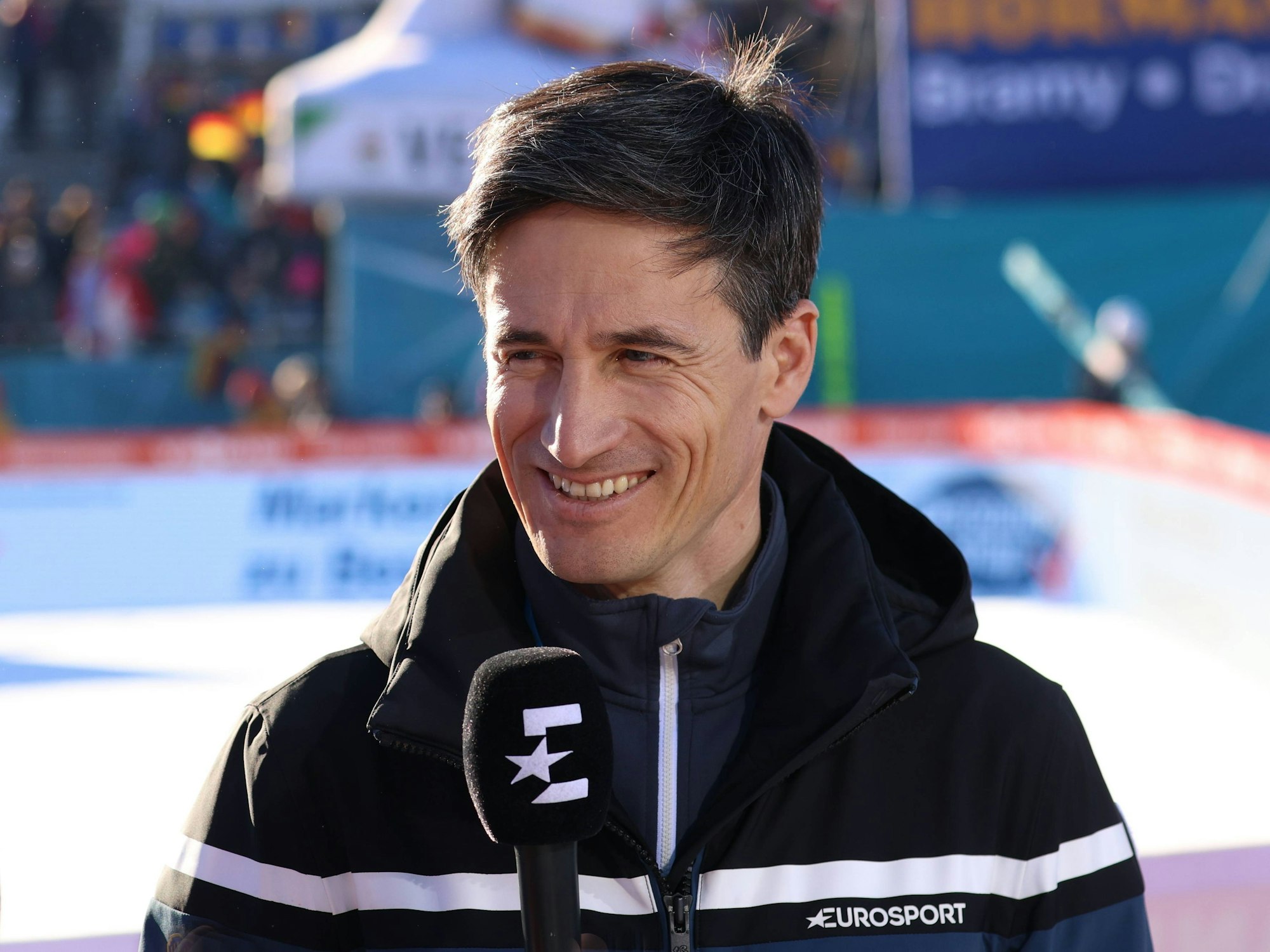 Martin Schmitt als Experte beim Neujahrsspringen in Garmisch-Partenkirchen.