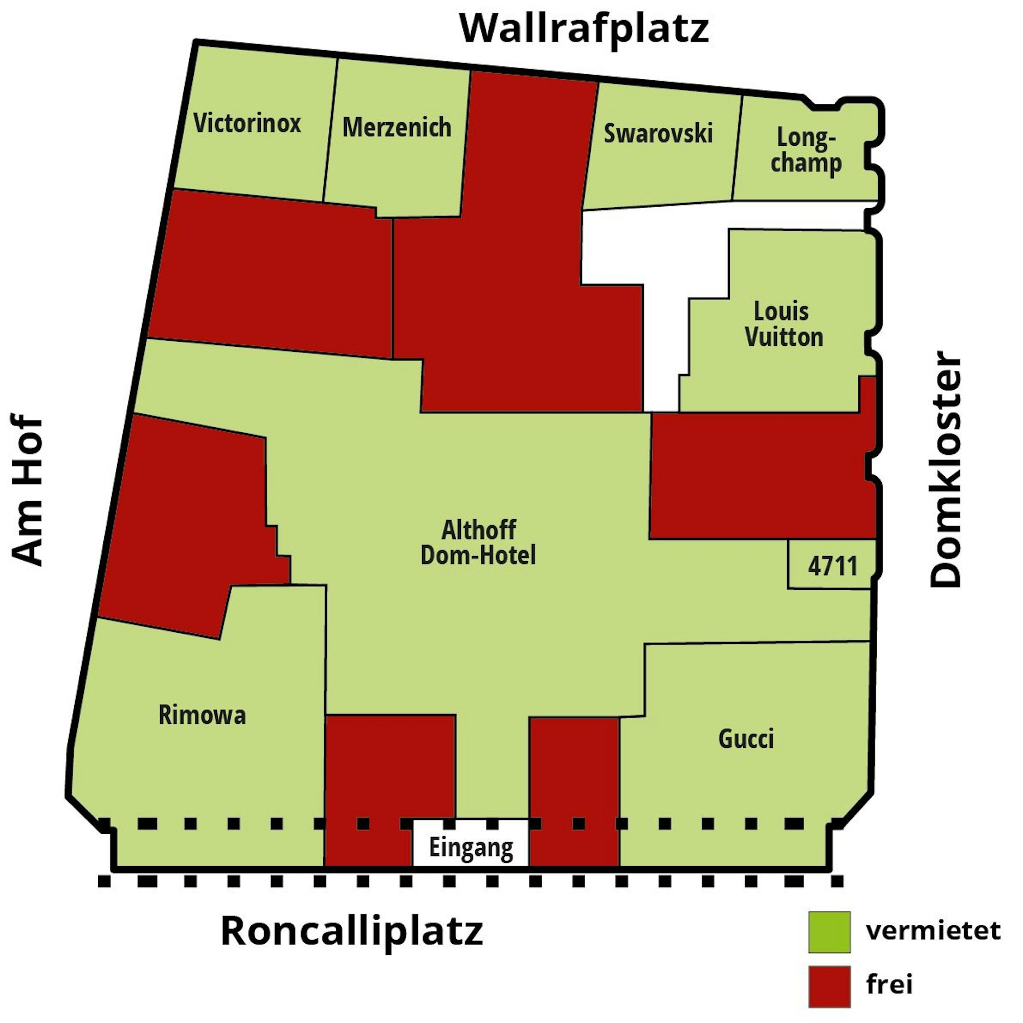 Übersicht er Flächen im Dom-Carrée.