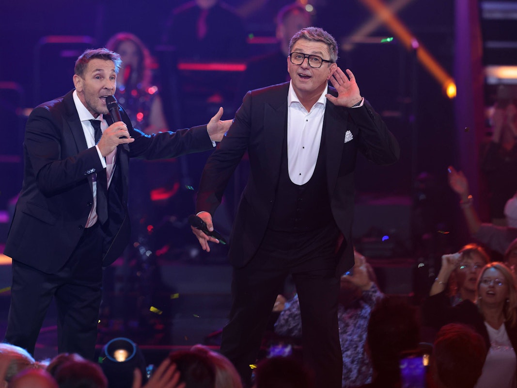 Mark Keller und Hans Sigl bei einem gemeinsamen Bühnen-Auftritt.