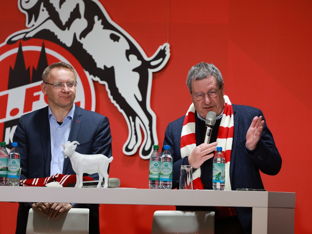 1. FC Köln, MMC-Studios, Mitgliederstammtisch,  von links: Eckhard Sauren und Werner Wolf.