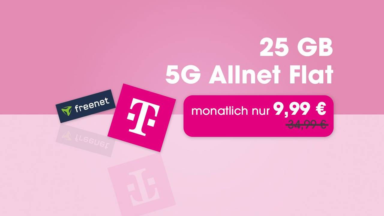 25 GB Allnet-Flatrate im Telekom-Netz (5G) bei Freenet.