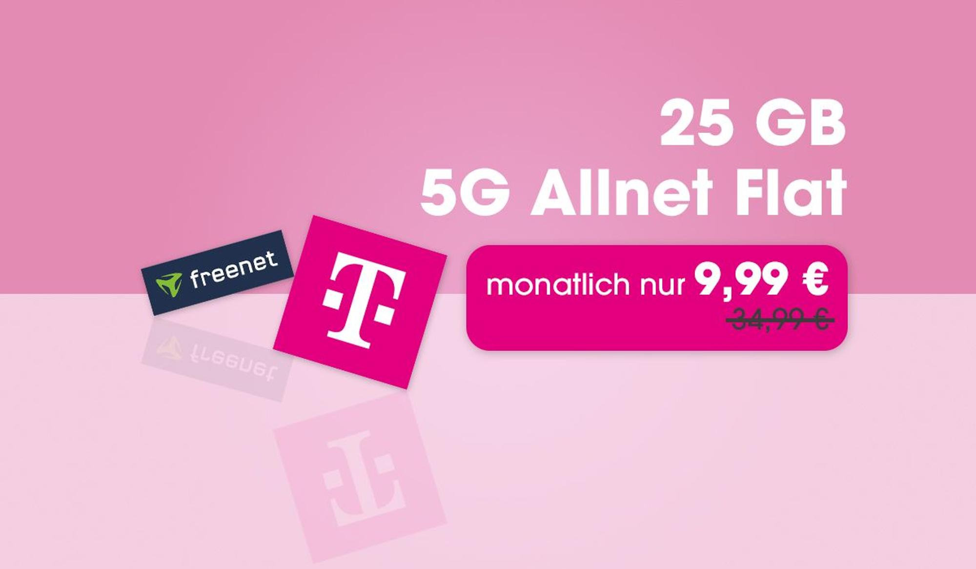 25 GB Allnet-Flatrate im Telekom-Netz (5G) bei Freenet.