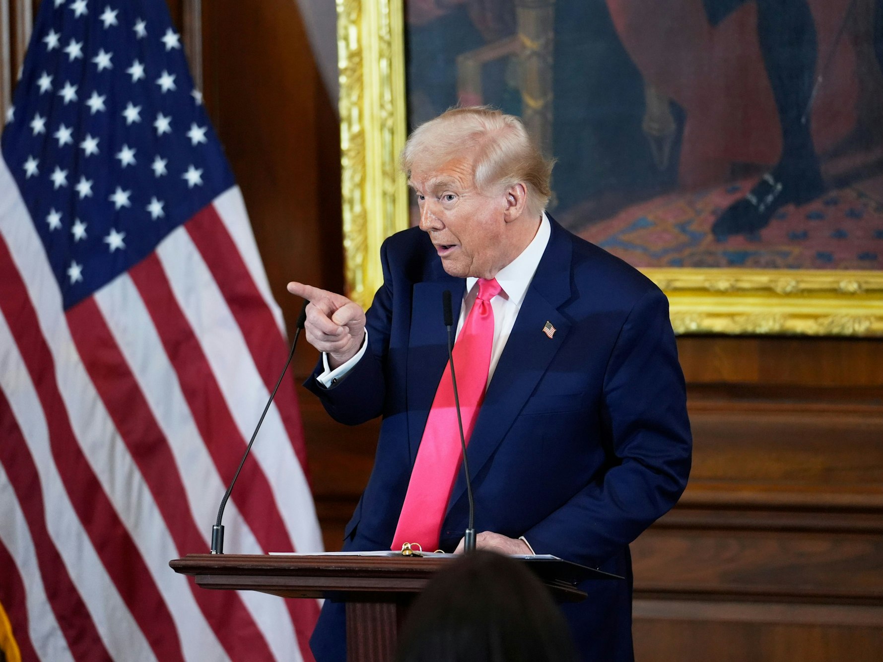 US-Präsident Donald Trump spricht beim jährlichen St. Patrick's Day-Lunch am 12. März im Kapitol.