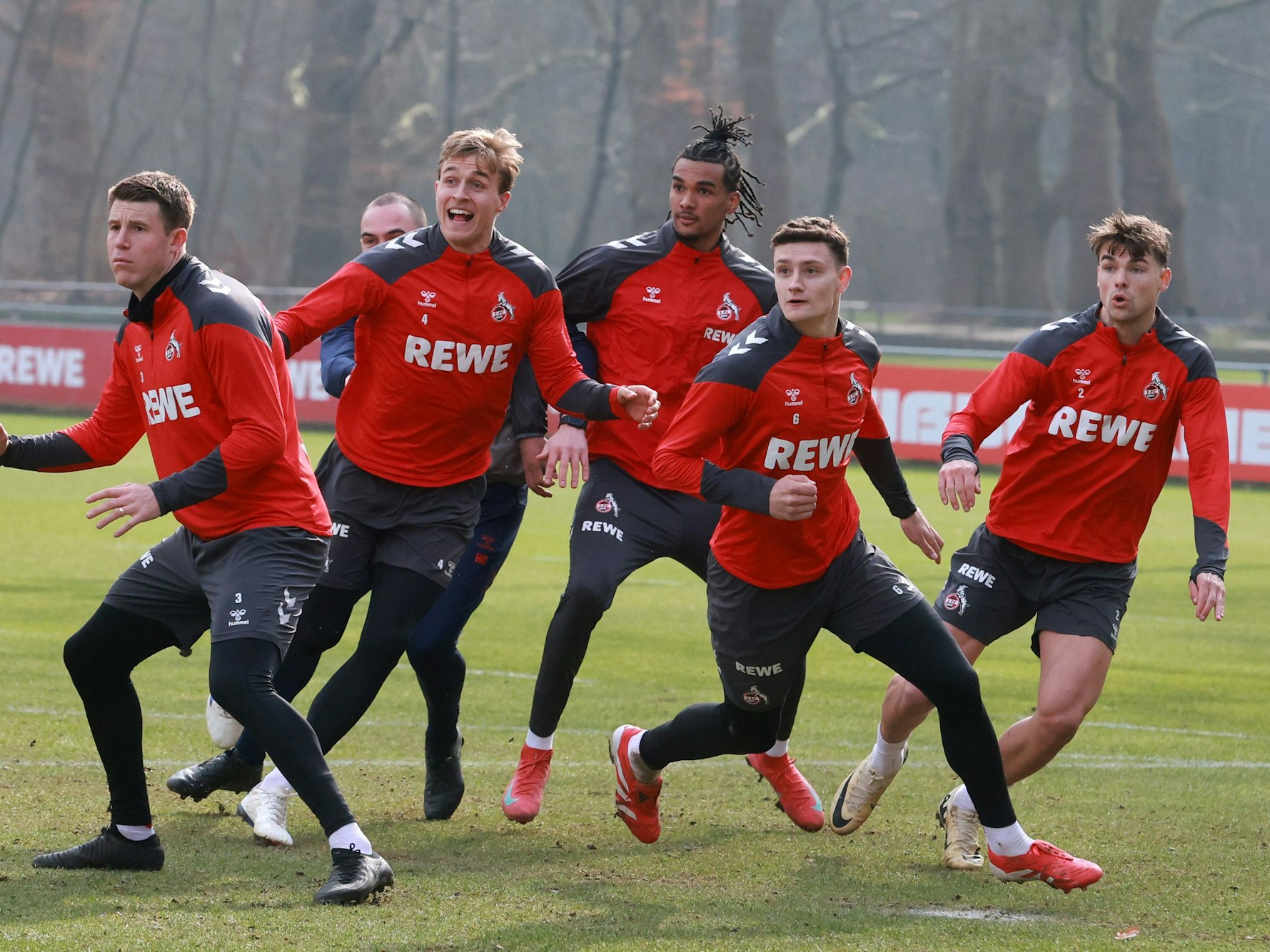 1. FC Köln, Training mit Joel Schmied (ganz rechts).