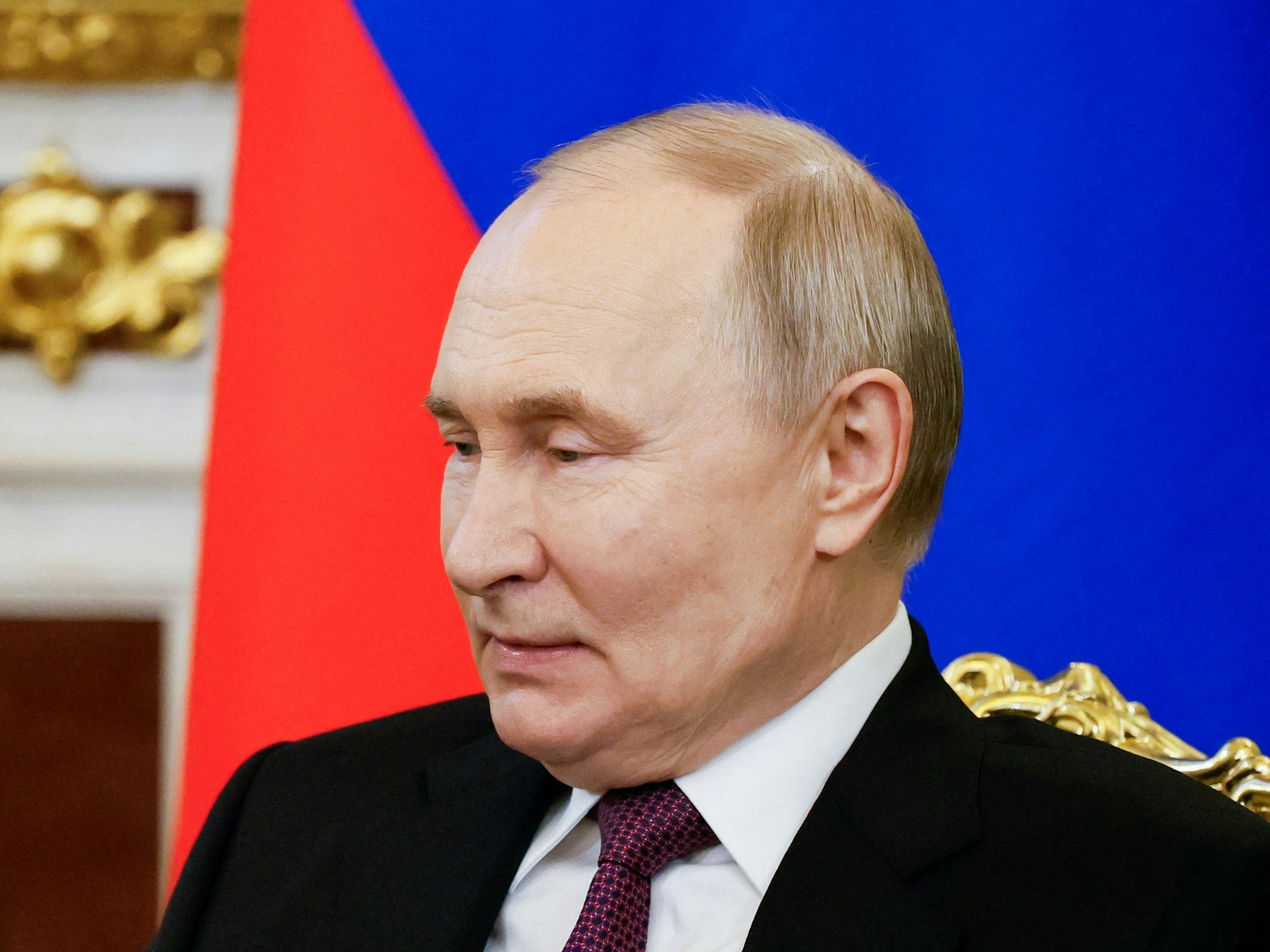 Russia's President Vladimir Putin attends a meeting with his Belarusian counterpart at the Kremlin in Moscow on March 13, 2025. (Photo by Maxim Shemetov / POOL / AFP)