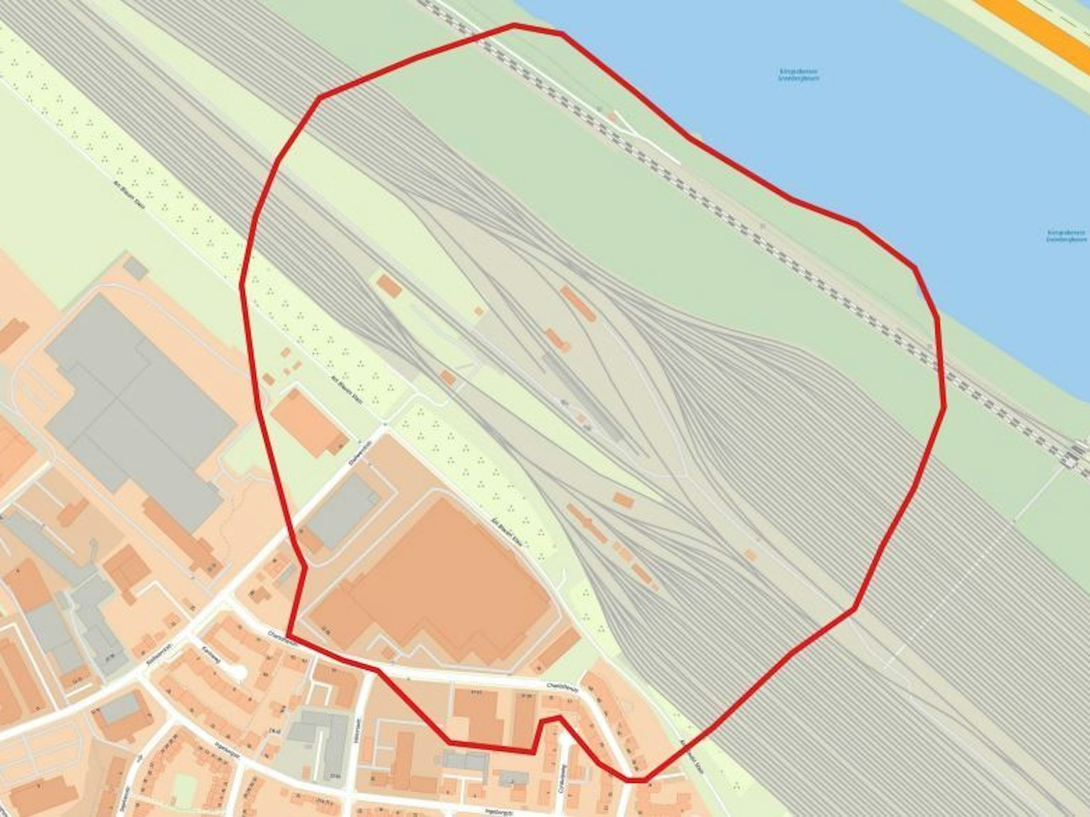 Eine Karte mit einem roten Kreis.