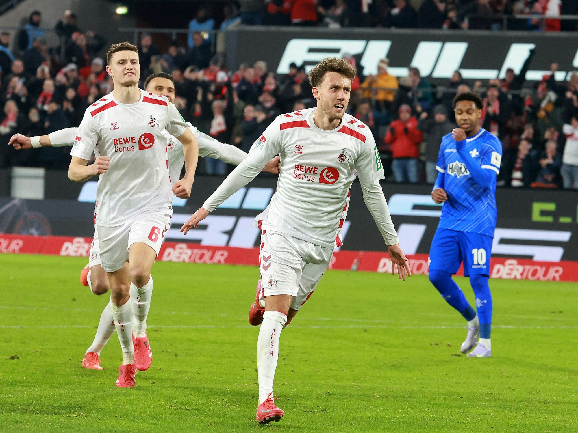 FC-Stürmer Luca Waldschmidt bejubelt seinen Treffer zum 2:1 am 15. März 2025 gegen den SV Darmstadt.