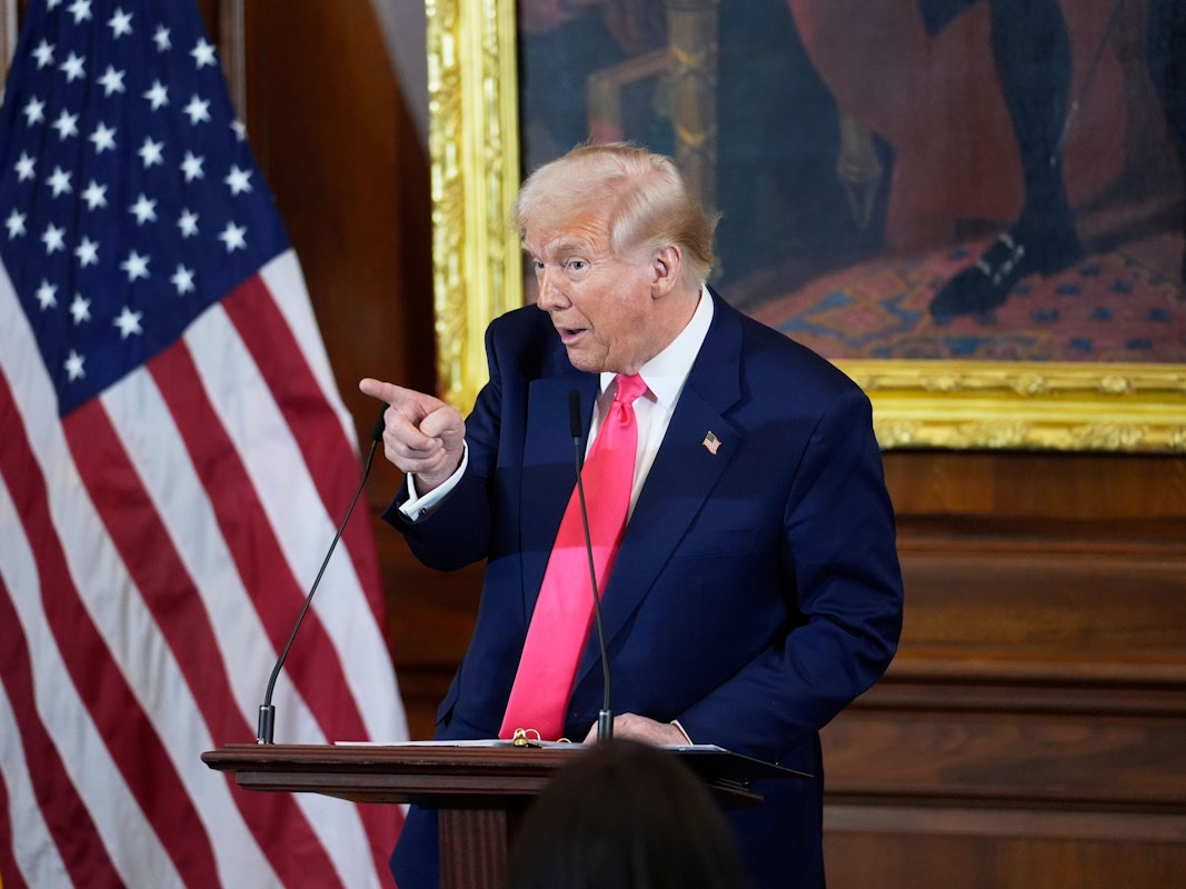 US-Präsident Donald Trump spricht beim jährlichen St. Patrick's Day-Lunch im Kapitol.