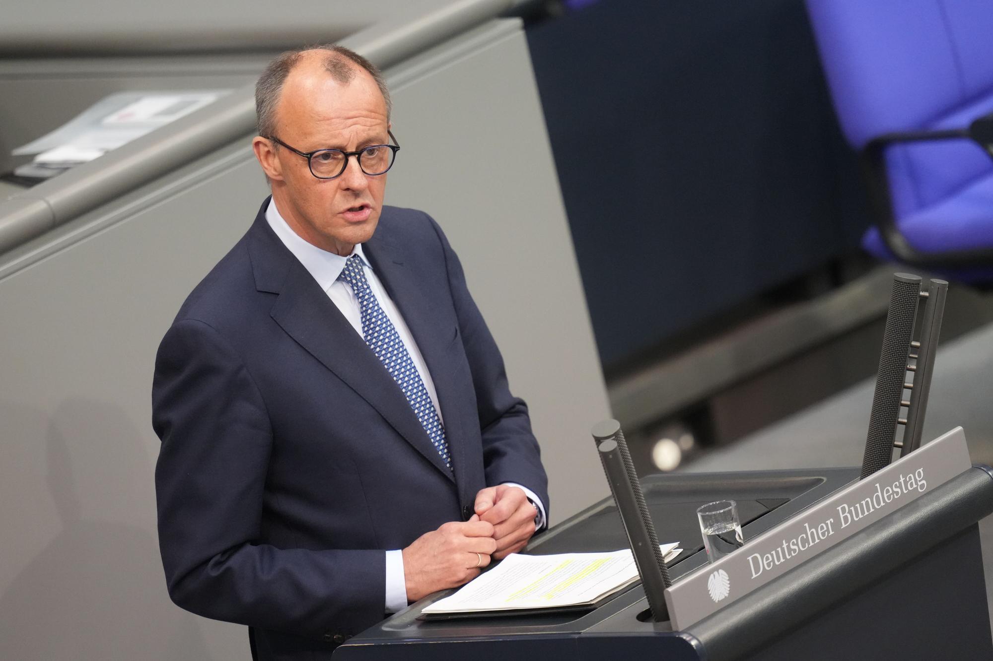 Friedrich Merz bei einer Rede im Bundestag.