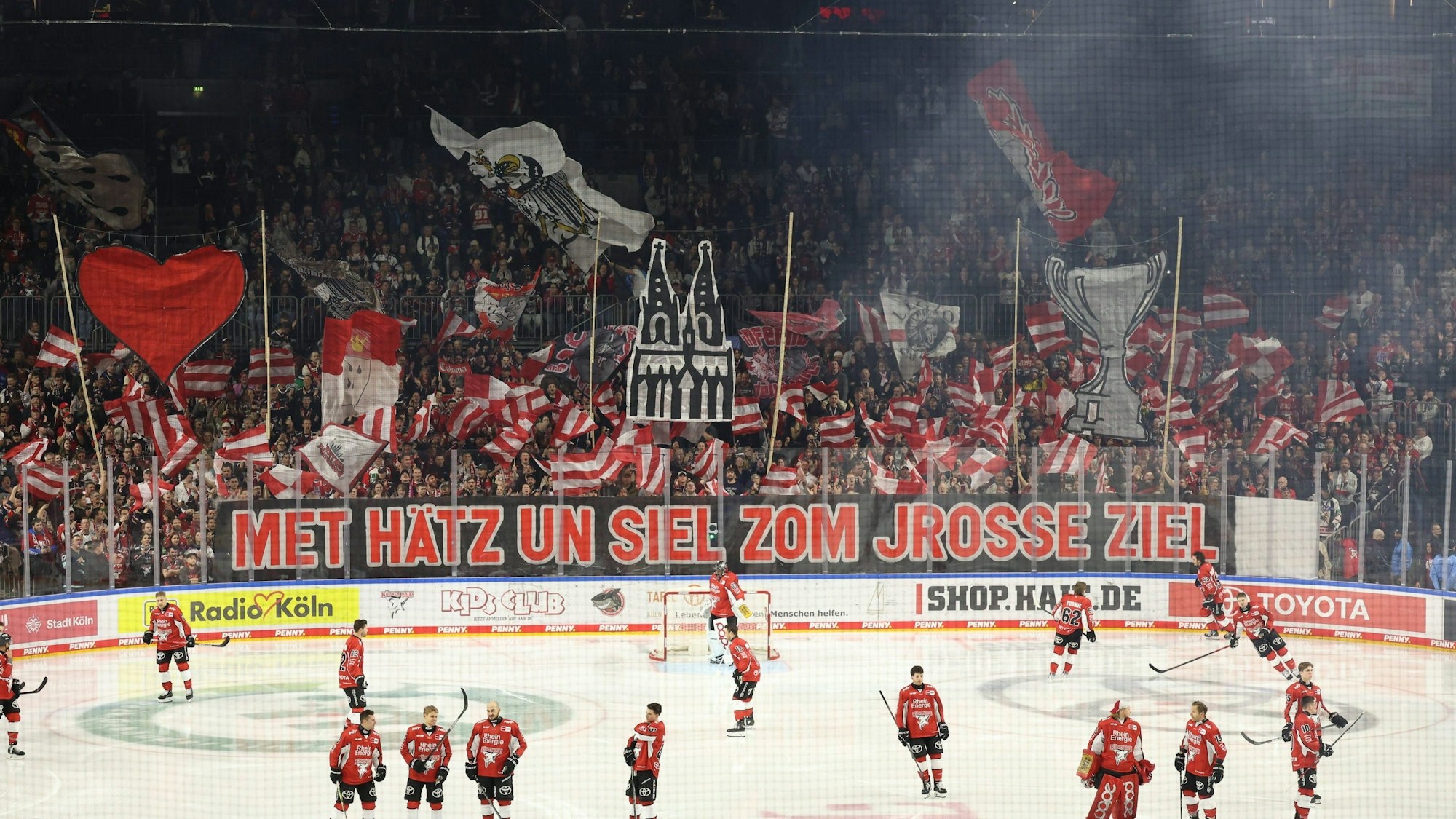 Die Fans der Kölner Haie mit einer Coreo.