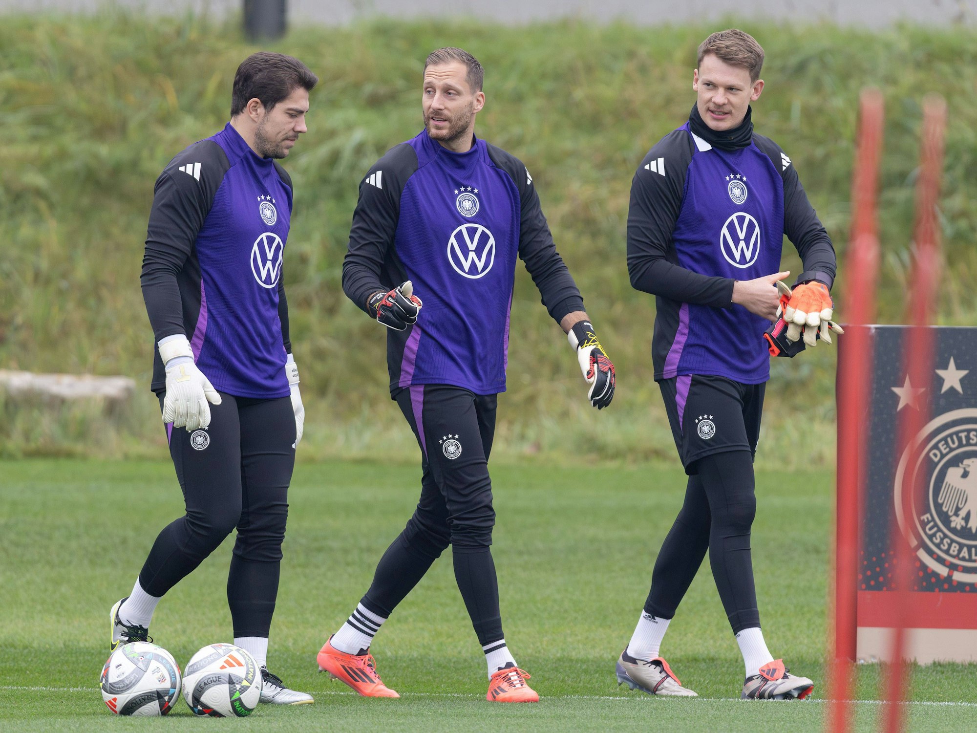 Stefan Ortega Moreno, Oliver Baumann und Alexander Nübel beim Training der deutschen Nationalmannschaft.