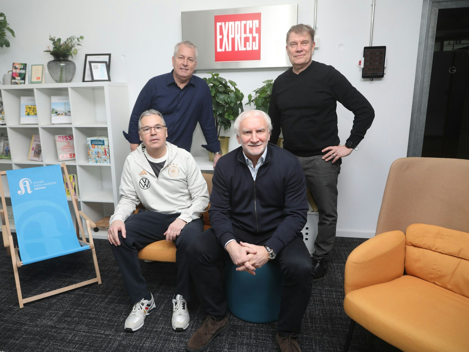 Interview Christian Knop und Marcel Schwamborn mit Andreas Rettig und Rudi Völler.