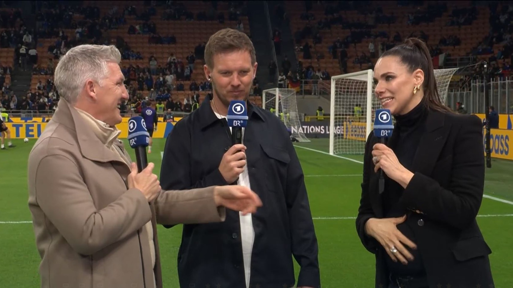 Bastian Schweinsteiger, Julian Nagelsmann und Esther Sedlaczek vor dem Hinspiel im Nations-League-Viertelfinale zwischen Italien und Deutschland.