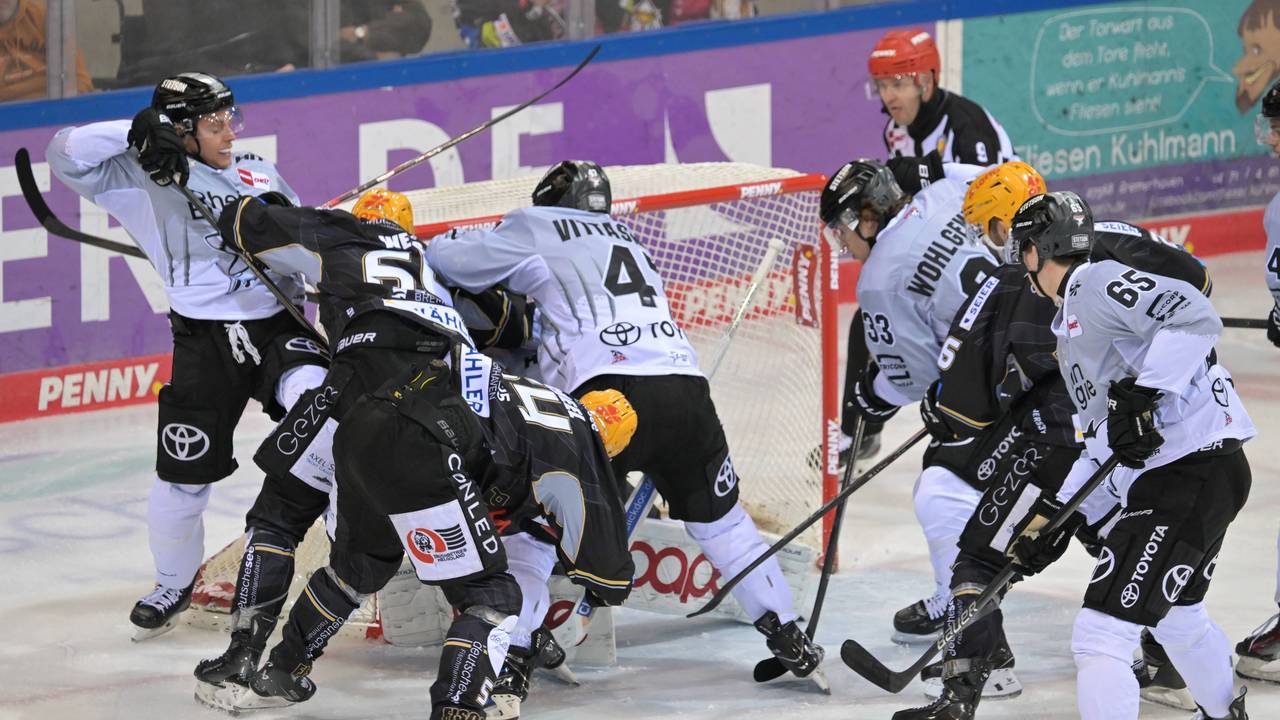 Die Profis der Kölner Haie und der Fischtown Pinguins im Spiel.