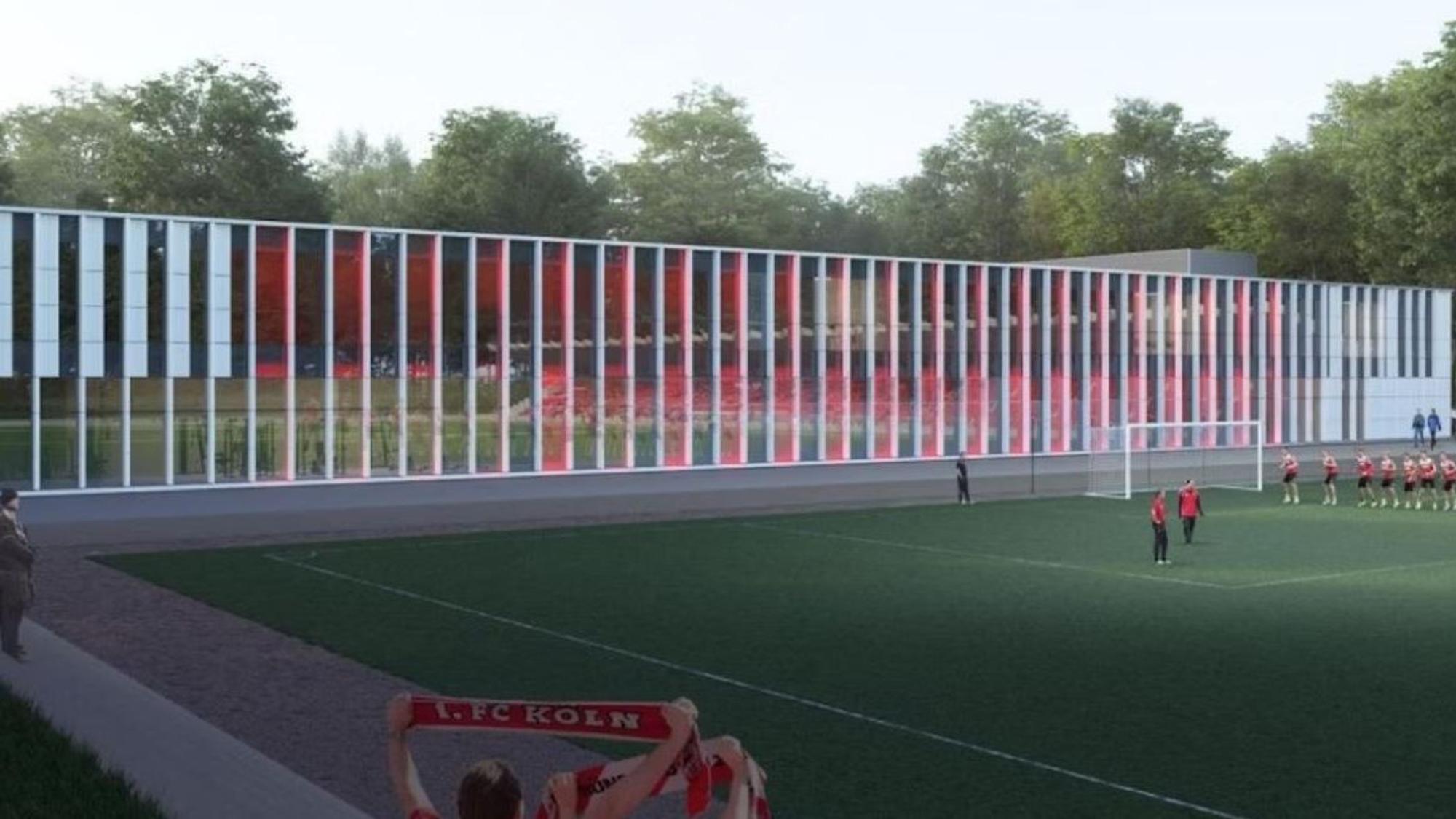So soll das neue Leistungszentrum des 1. FC Köln neben dem Franz-Kremer-Stadion aussehen.