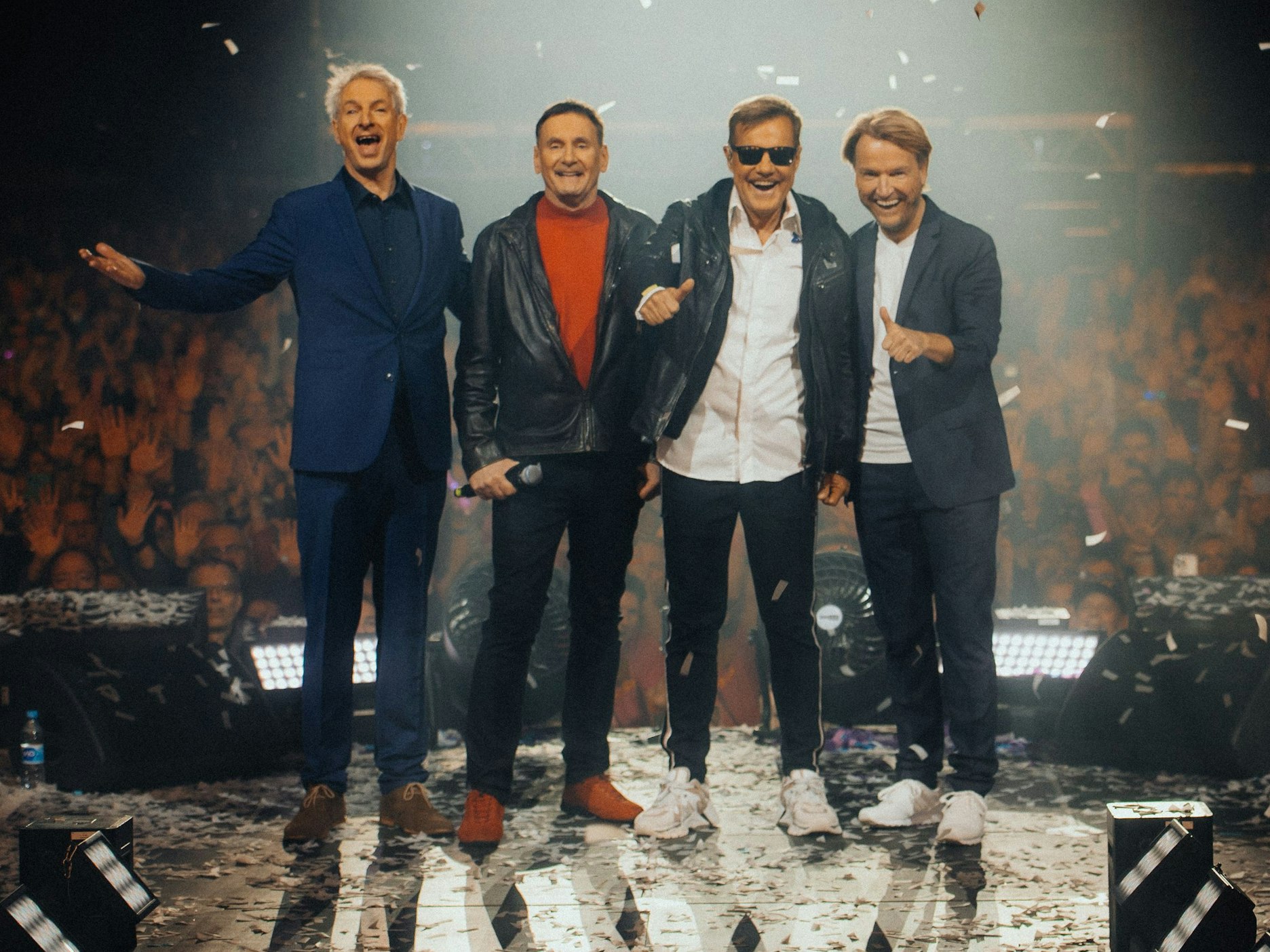 Ingolf Lück (l.), Peter Illmann, Dieter Bohlen sowie Markus Krampe auf der Bühne.