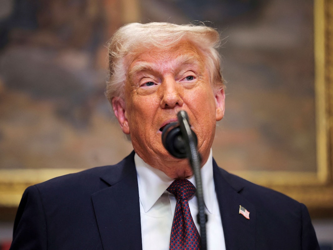 US-Präsident Donald Trump spricht am 24. März 2025 im Roosevelt Room des Weißen Hauses.