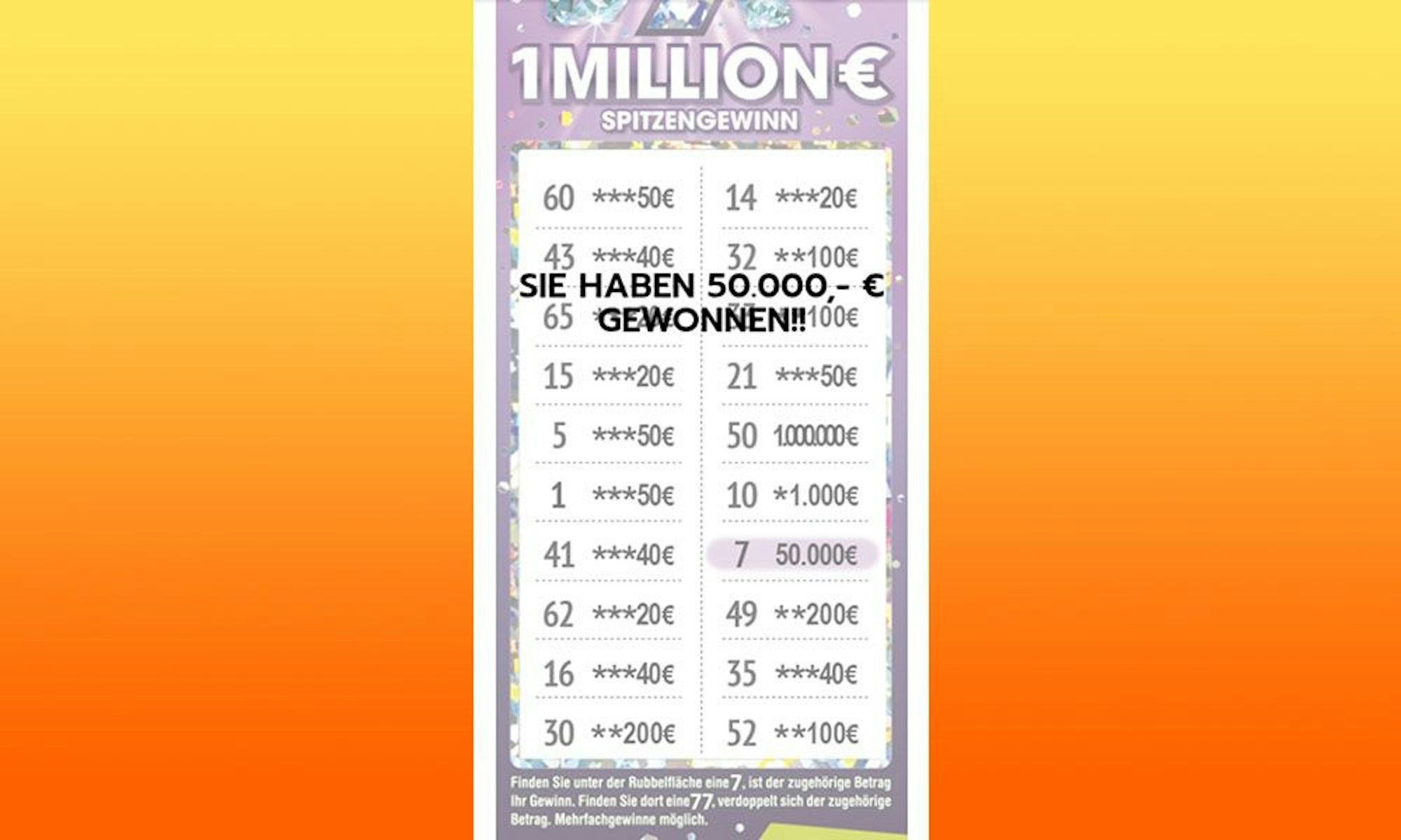 Dies ist ein Screenshot des Gewinnerloses, den der Glückspilz angefertigt hat.