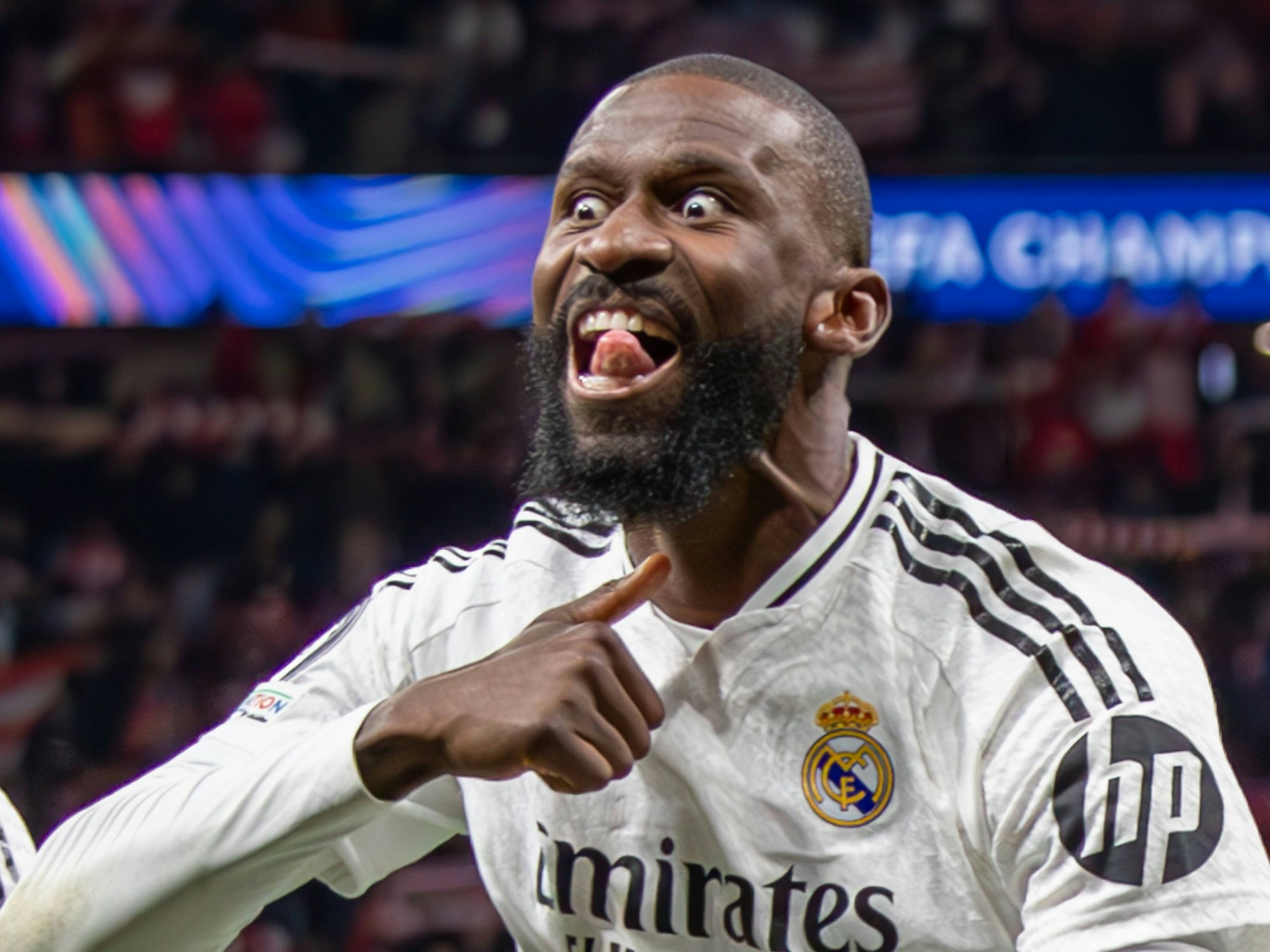 Antonio Rüdiger macht eine Halsabschneider-Geste