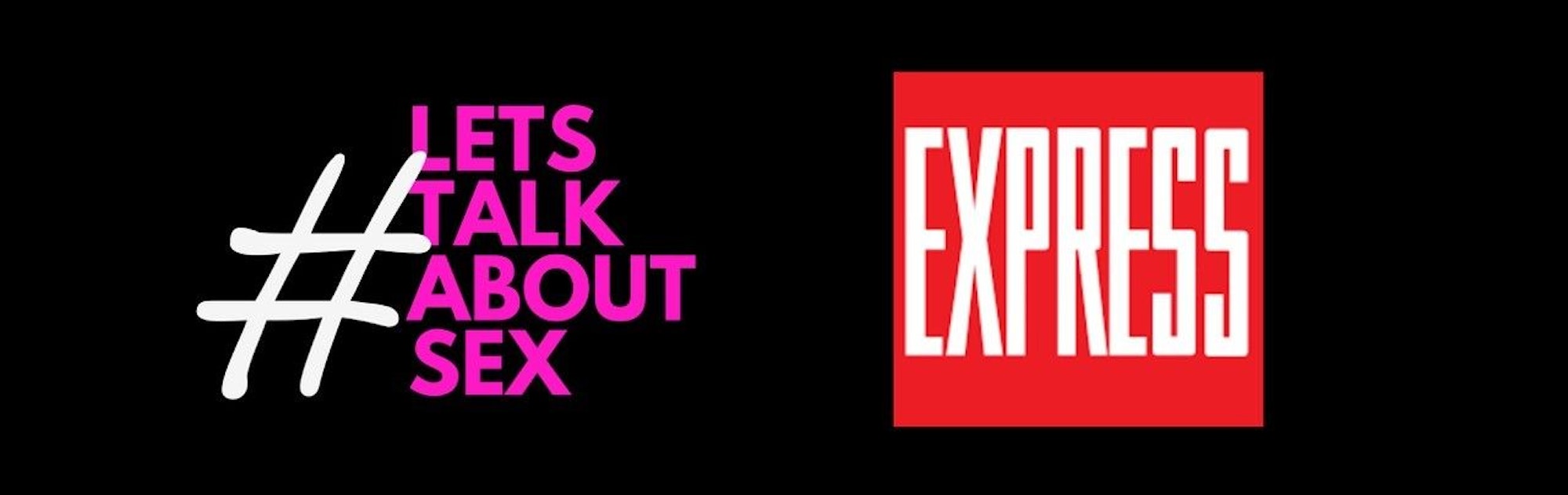 Banner mit dem Logo von Let's Talk About Sex und EXPRESS auf schwarzem Hintergrund.