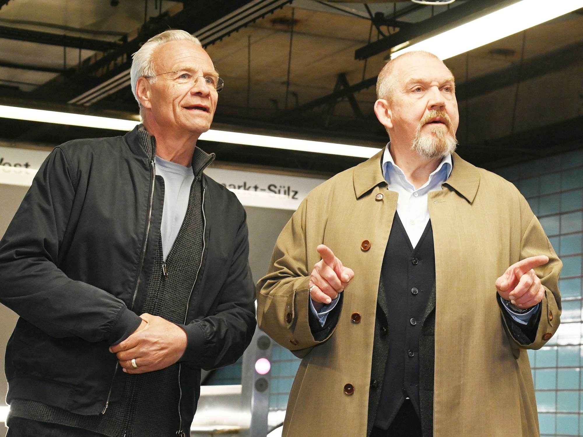 Klaus J. Behrendt und Dietmar Bär bei Dreharbeiten.