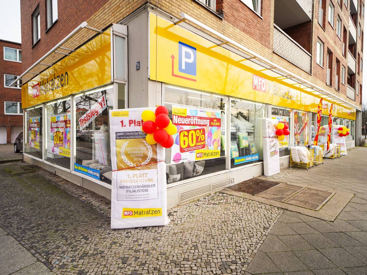 Eine MFO-Filiale in Berlin. Der Matratzenhersteller hat ein Insolvenzverfahren in Eigenverwaltung gestartet.