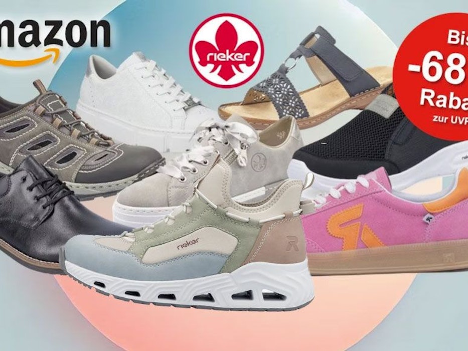 Auf dem Bild sind unterschiedliche Rieker Schuh Modelle zu sehen.
