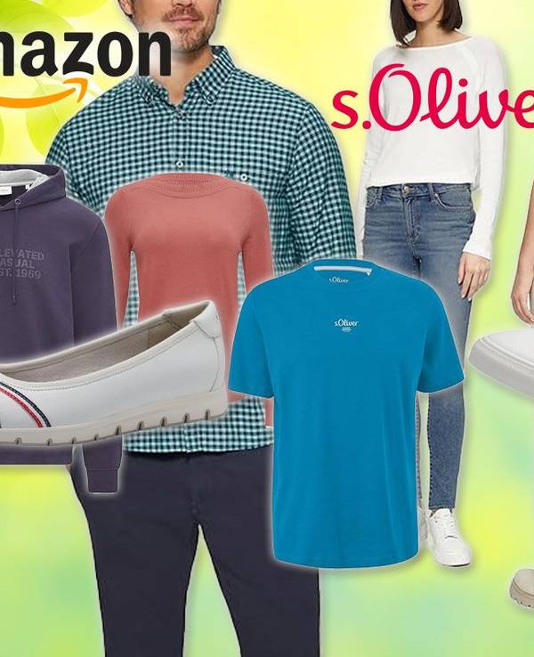s.Oliver Mode wie Kleidung, Shirts, Jeans und Schuhe, getragen von männlichen und weiblichen Models.