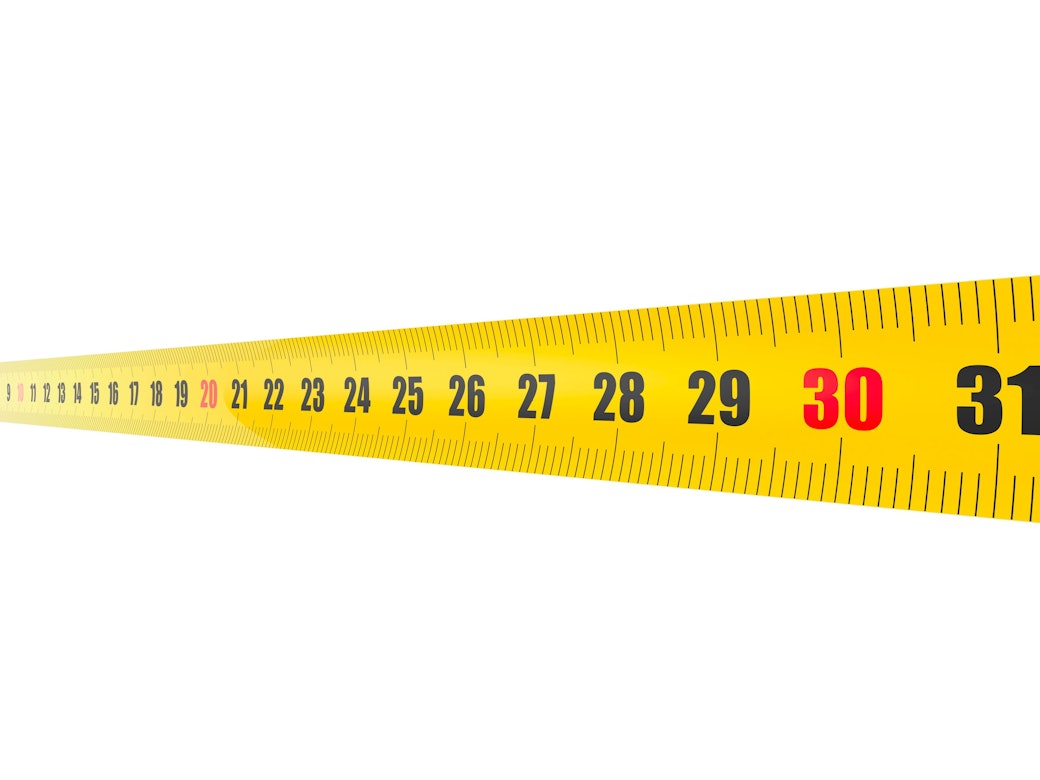 Scale measuring tape, top view. 3D rendering Scale measuring tape, top view. 3D rendering isolated on white background Copyright: xZoonar.com/alexlmxx 21629036