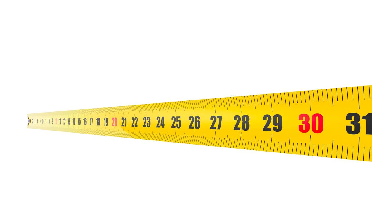 Scale measuring tape, top view. 3D rendering Scale measuring tape, top view. 3D rendering isolated on white background Copyright: xZoonar.com/alexlmxx 21629036