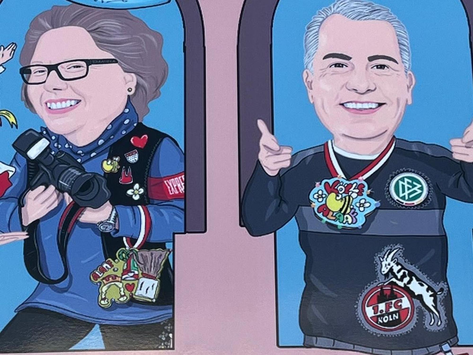 Bilder von Daniela Decker und Marcel Schwamborn auf einem Lkw.