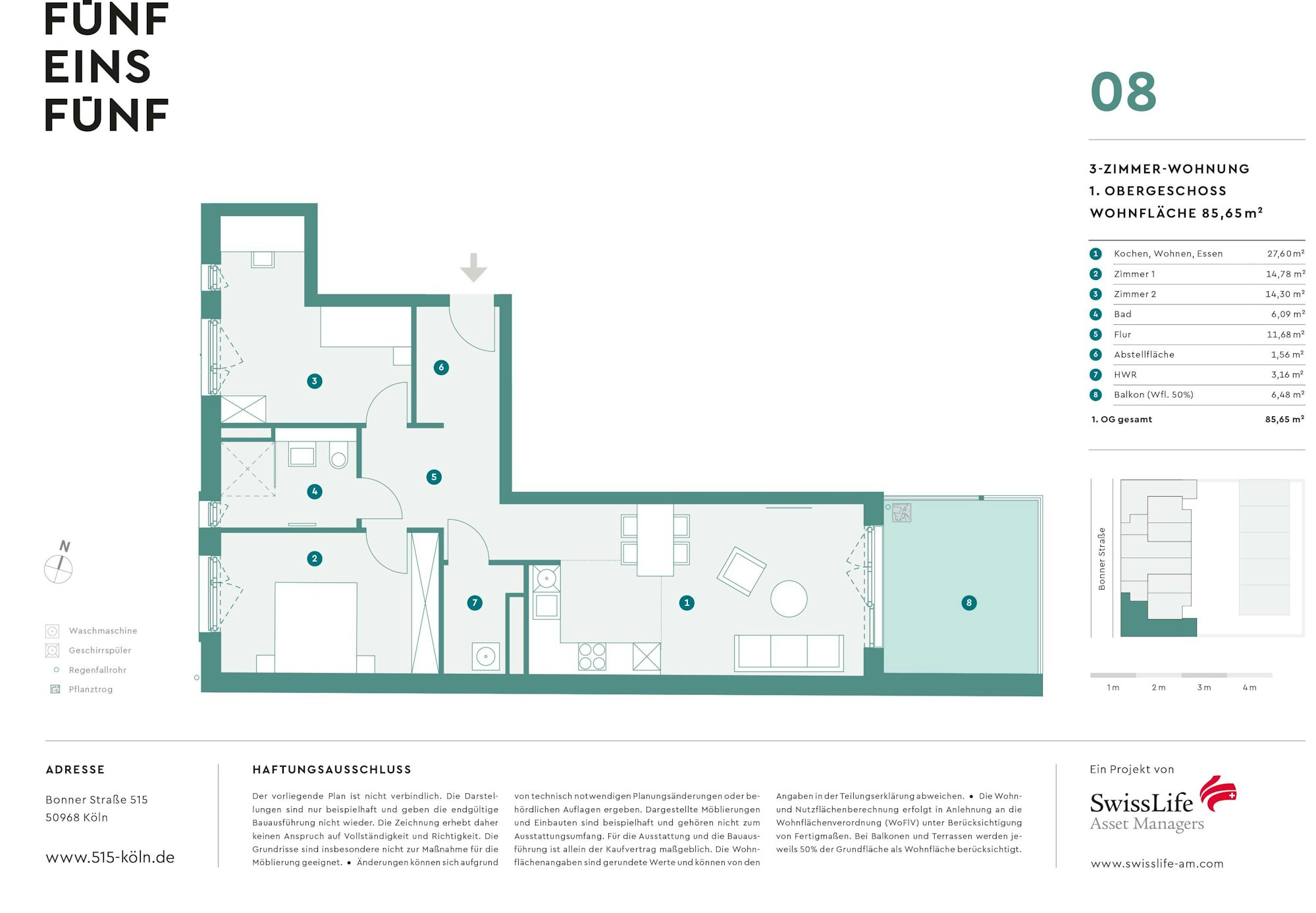 Grundriss Wohnung 8: Umweltfreundlich und sparsam wohnen mit A+ Energieeffizienz