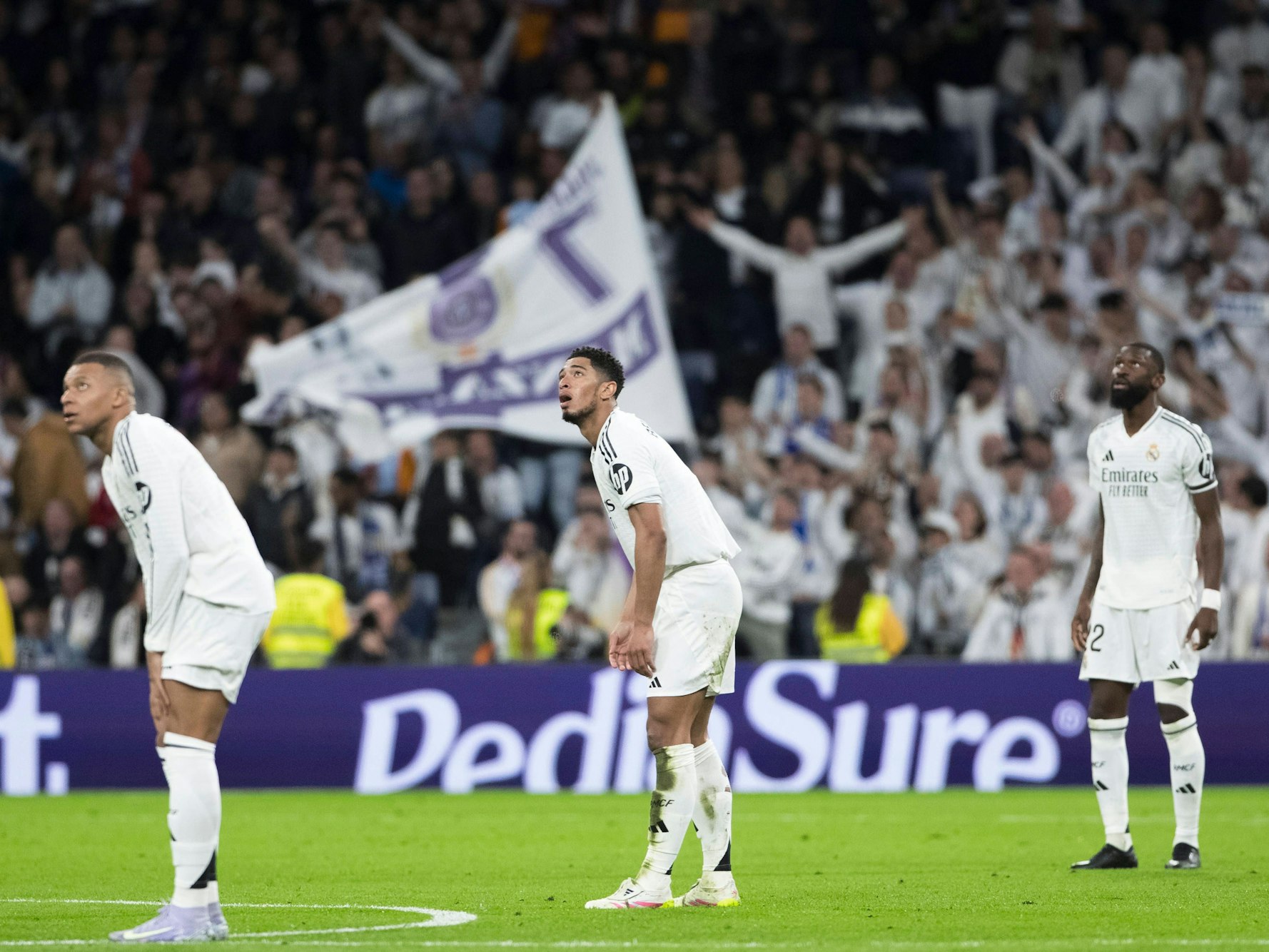 Jude Bellingham,Kylian Mbappe undAntonio Rudiger beim Spiel in der Liga gegen Leganes.