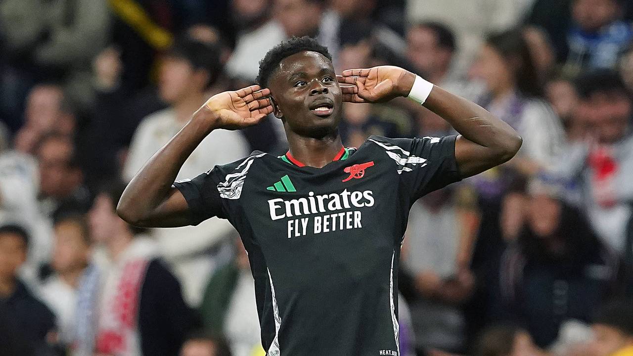 Bukayo Saka jubelt über sein Tor gegen Real Madrid.