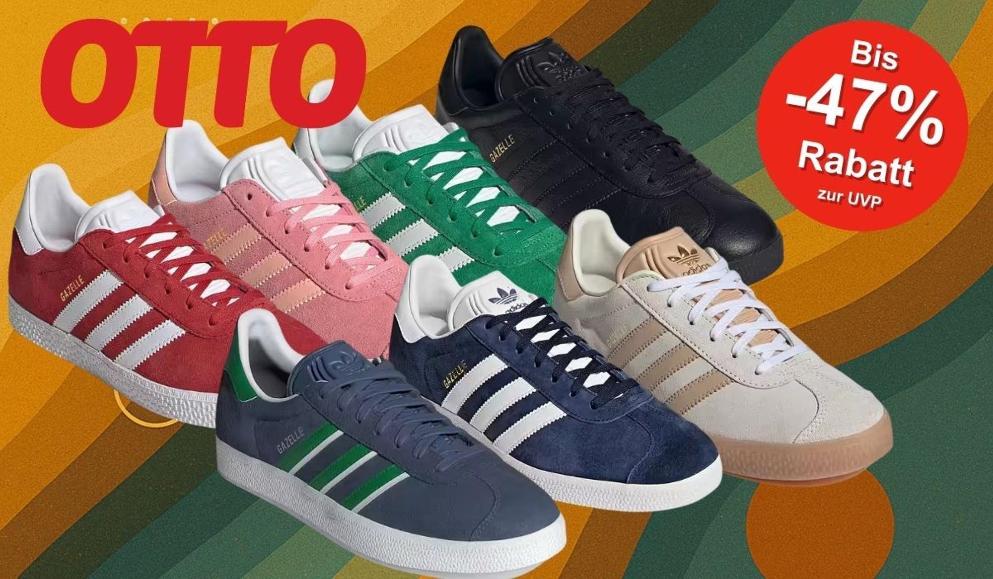 adidas GAZELLE in verschiedenen sommerlichen Farben auf buntem Hintergrund