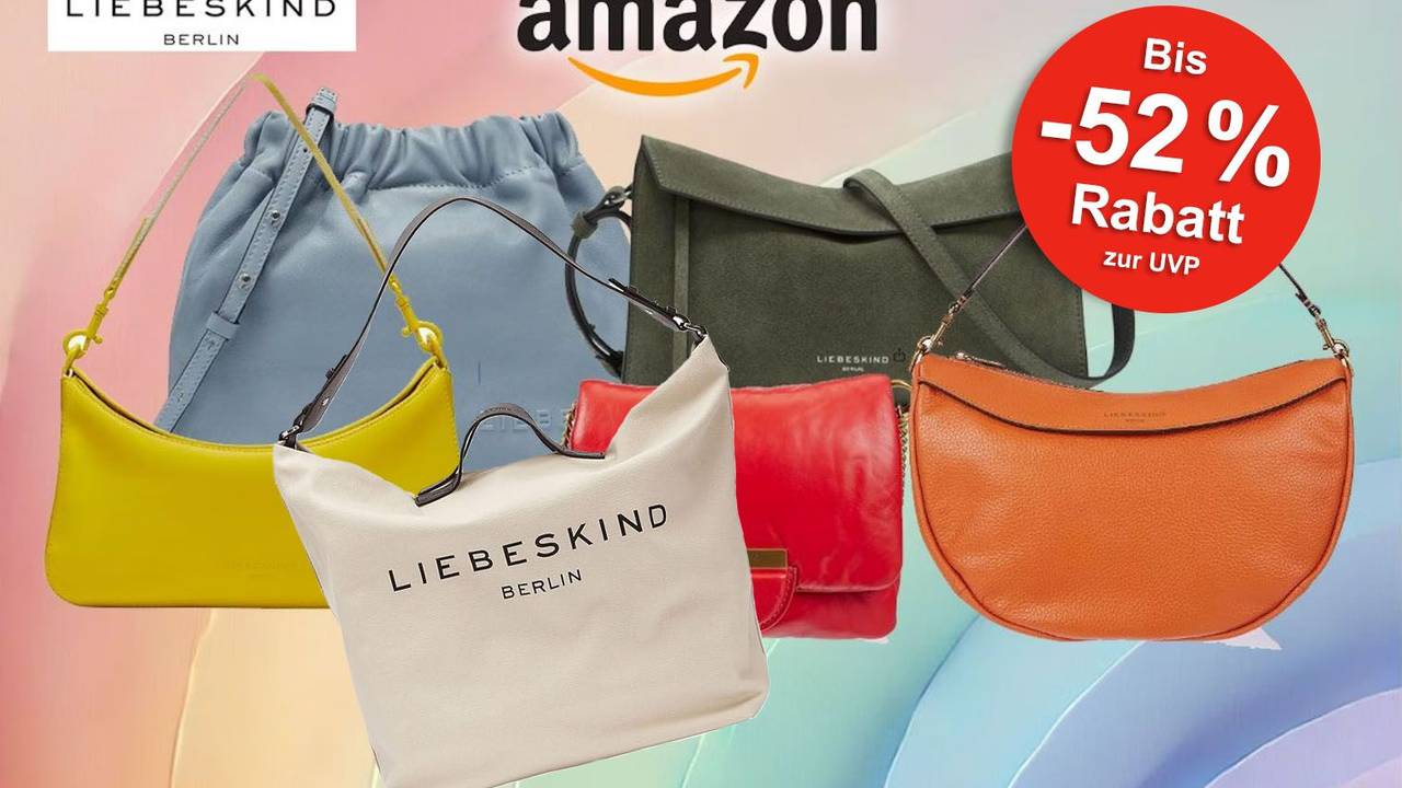 Liebeskind Berlin Handtaschen Angebote vor einem farbenfrohen Hintergrund.