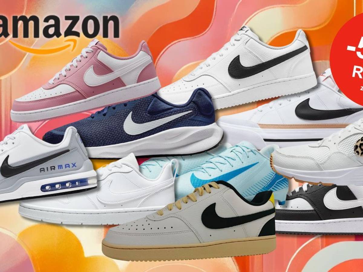 Auf dem Bild sind unterschiedliche Sneaker Modelle und Ausführungen der Marke Nike vor einem farbenfrohen Hintergrund zu sehen.
