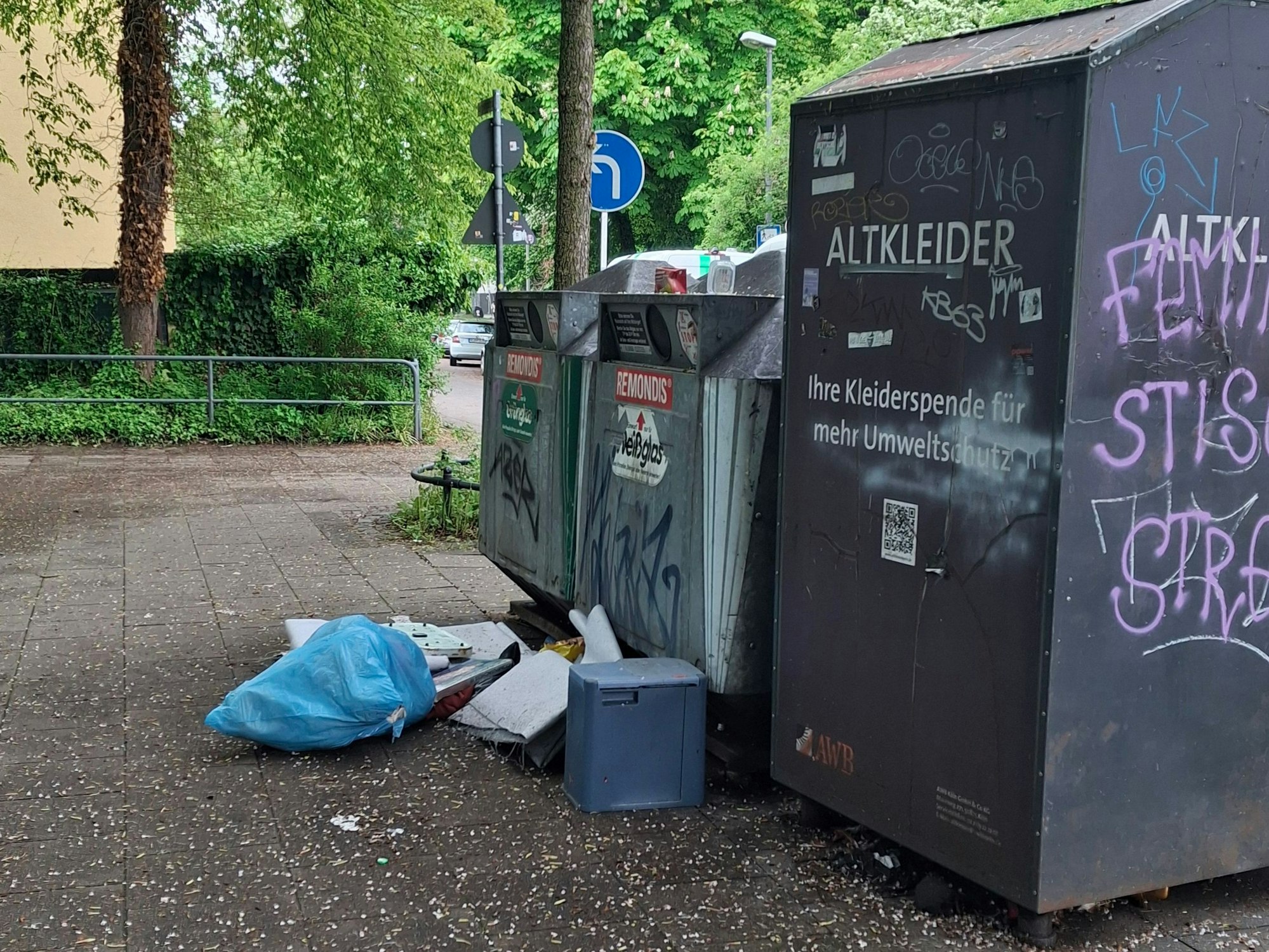Müll liegt vor einem Container.