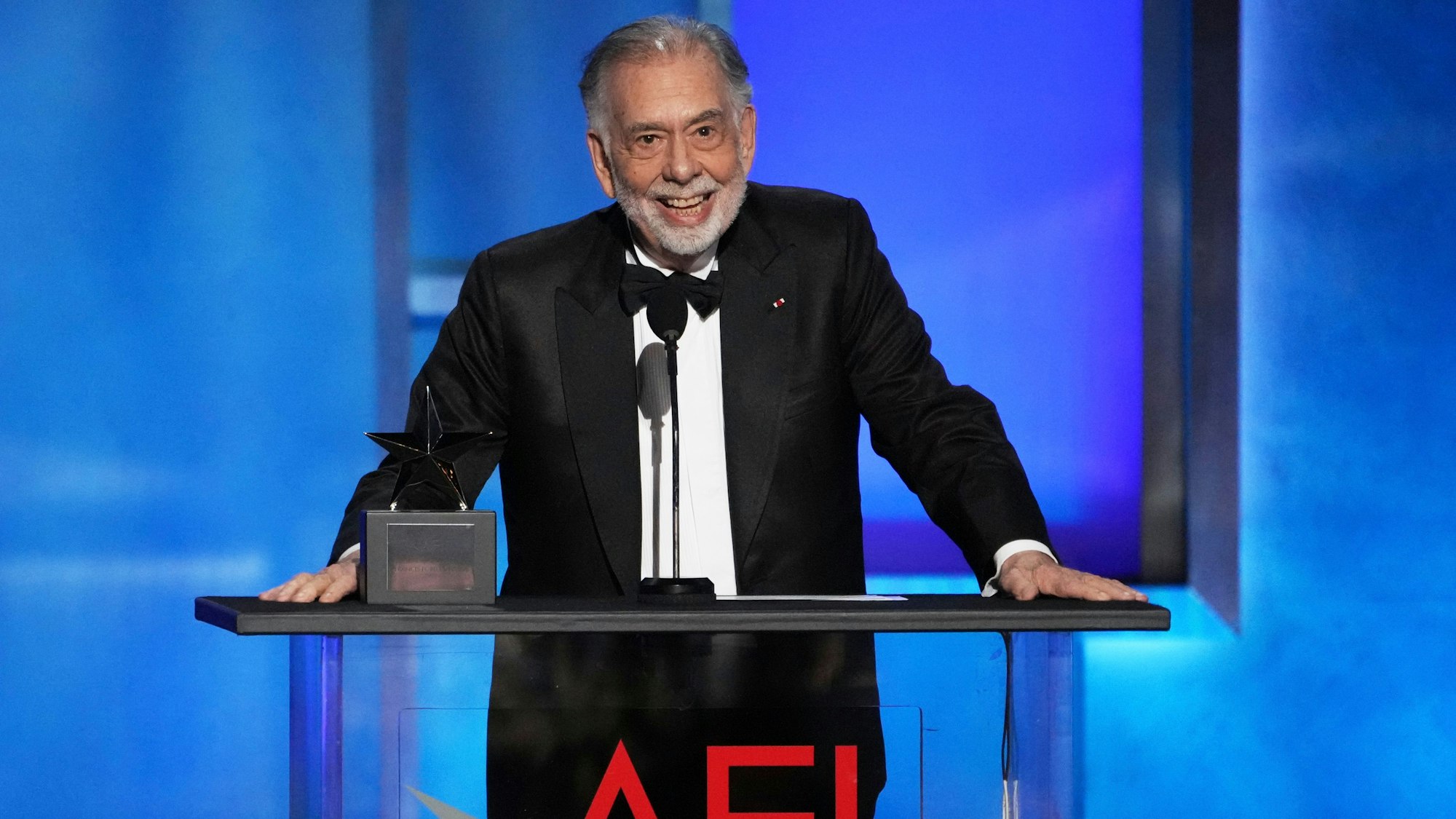 Filmemacher Francis Ford Coppola spricht während seiner Dankesrede beim 50. AFI Life Achievement Award.