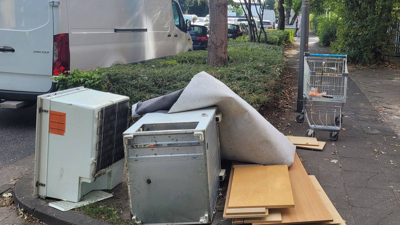 Am Gehweg wurden zwei Elektrogeräte, Teile eines Schranks sowie ein Teppich entsorgt.
