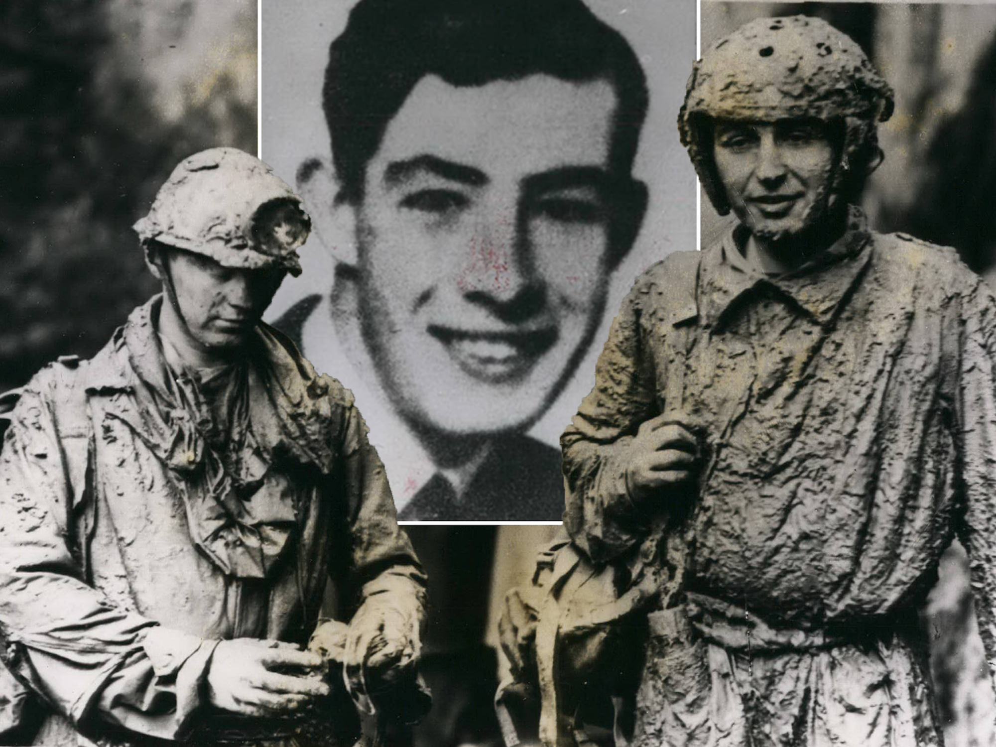 Die schlammbedeckten Retter John Needham und Geoffrey Sutton vor der „Peak Cavern“ in Derbyshire. Im Hintergrund: Neil Moss.
